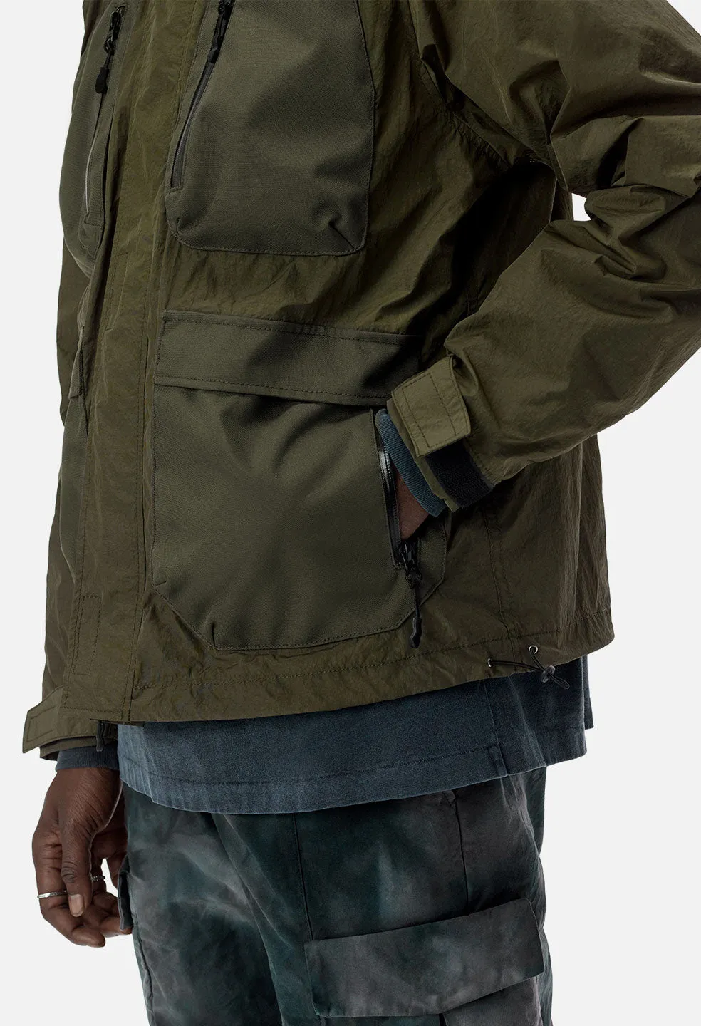 High Shrunk Nylon Parachute Jacket / Olive