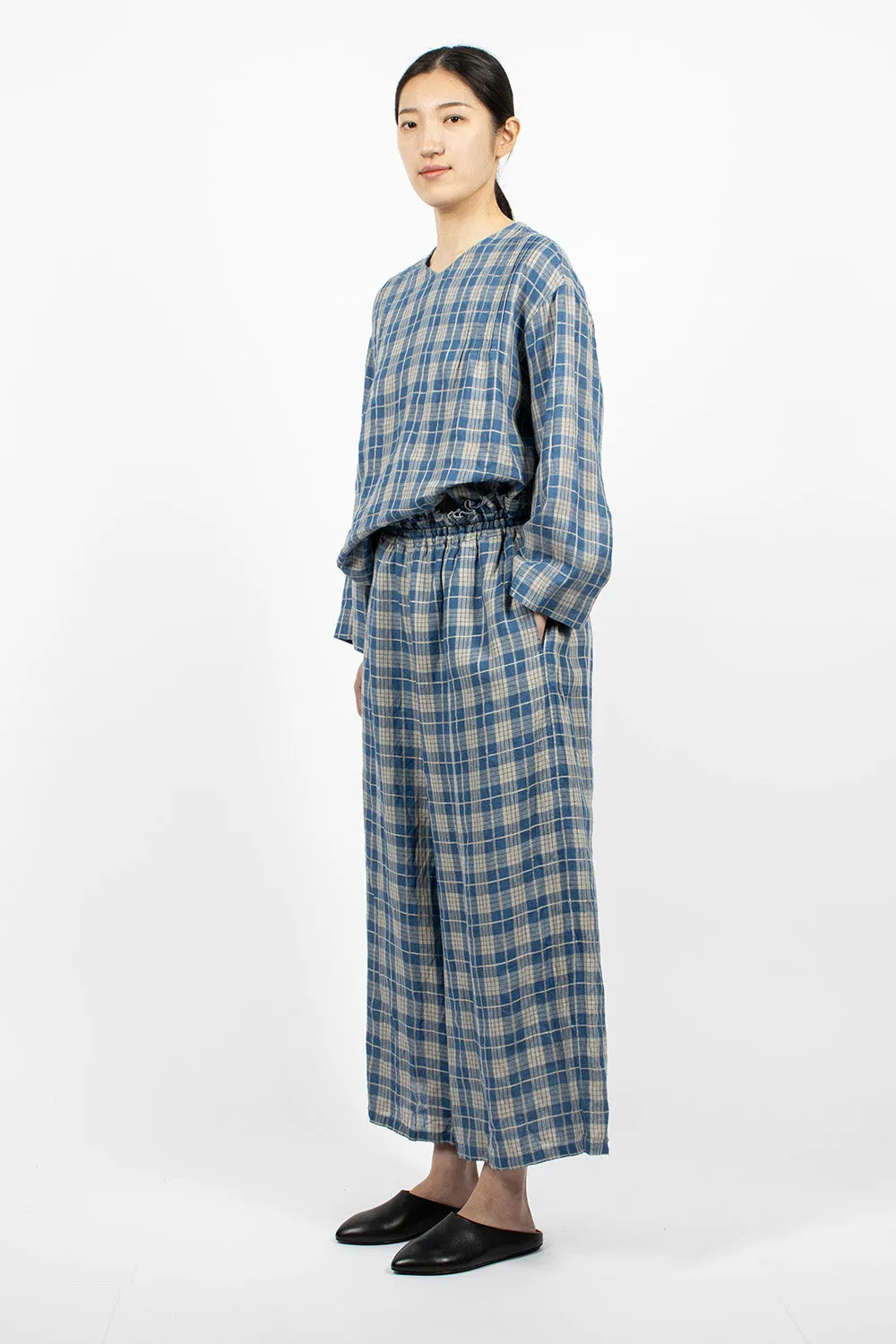 Indigo Check Pants Light Indigo/Natural