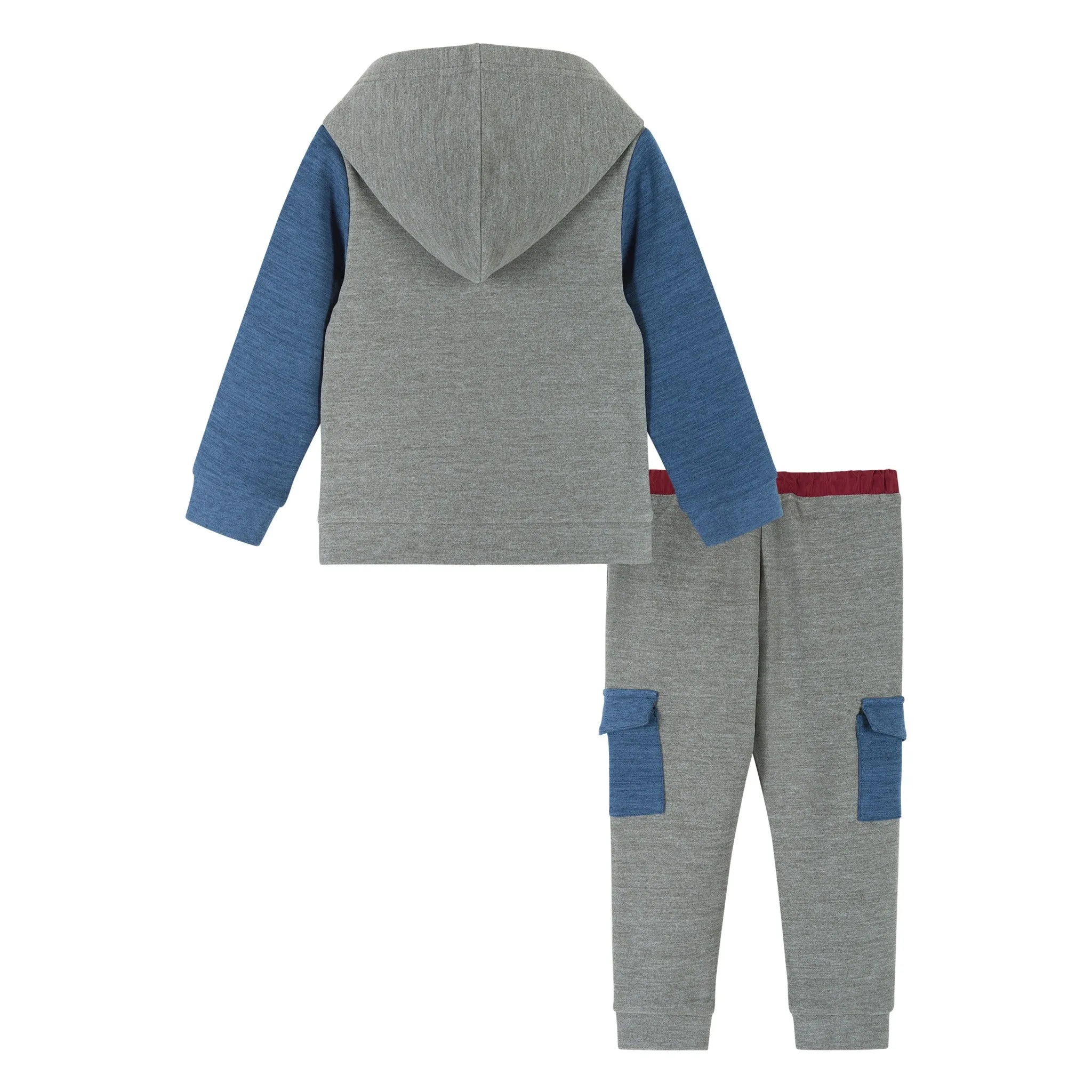 Infant Double Peached Colorblocked Hoodie Set  | Grey