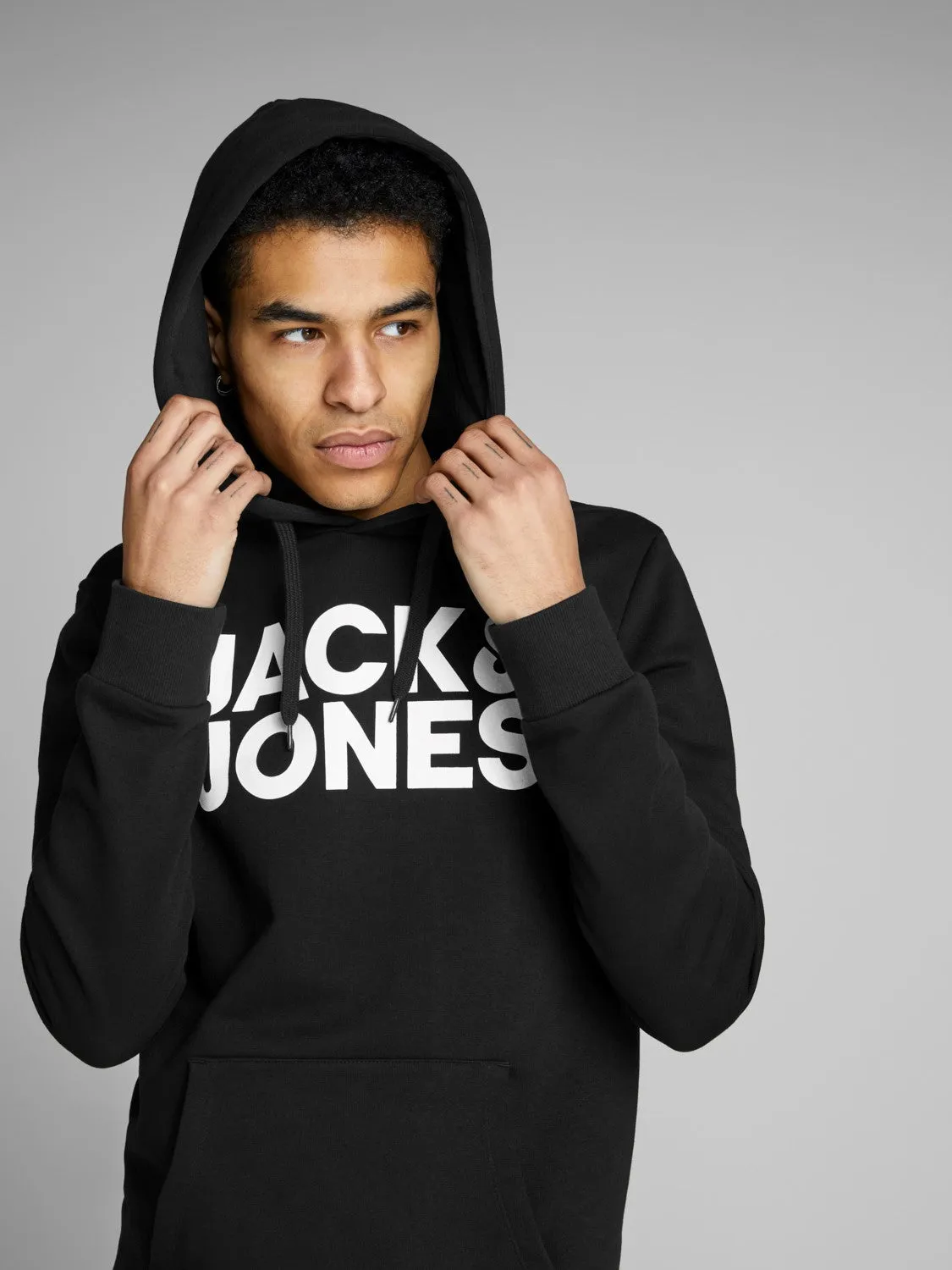 Jack & Jones Men's 'JJECORP' Hoodie Logo Sweatshirt