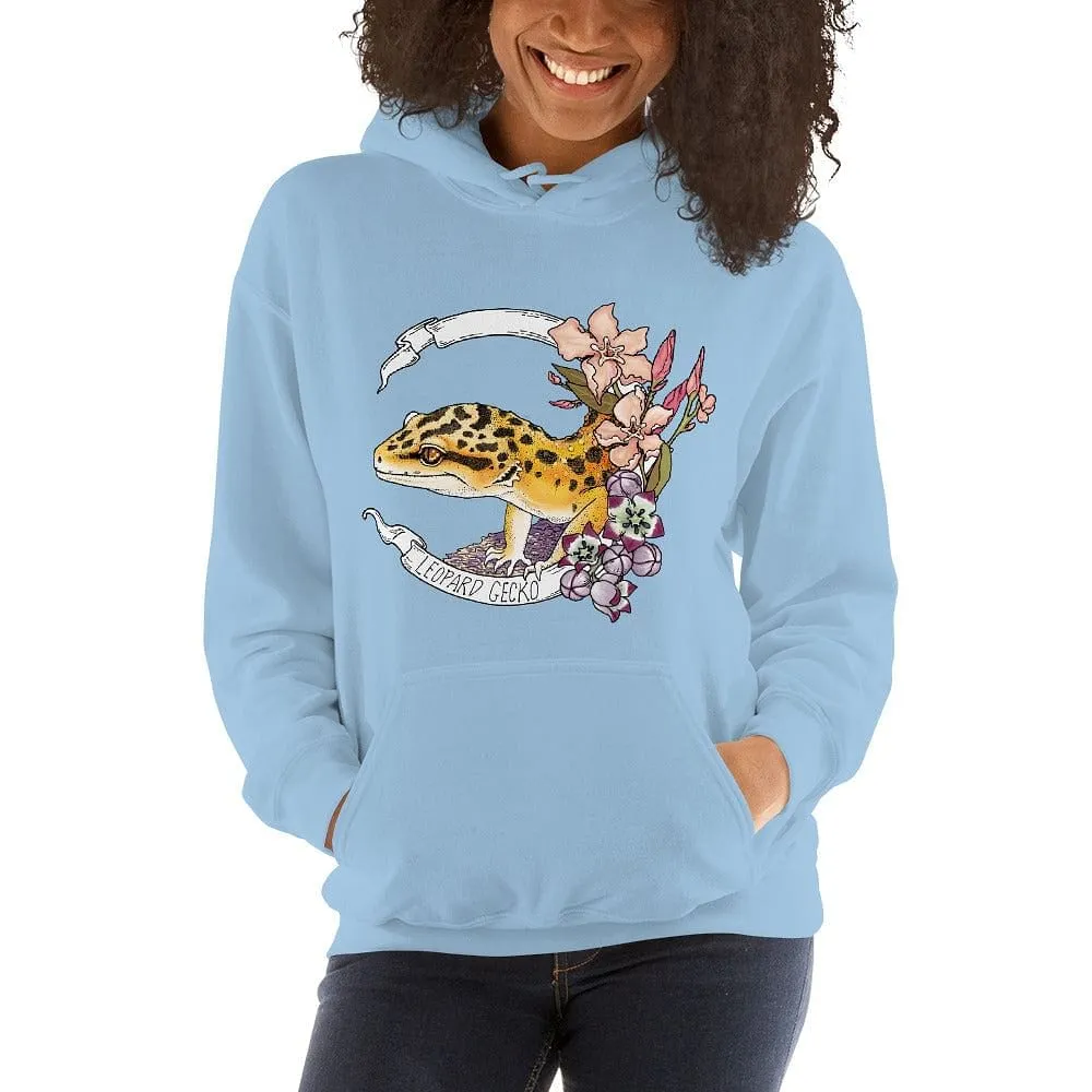 Leopard Gecko Banner Hoodie, Gecko Lizard Reptile Gift Pullover