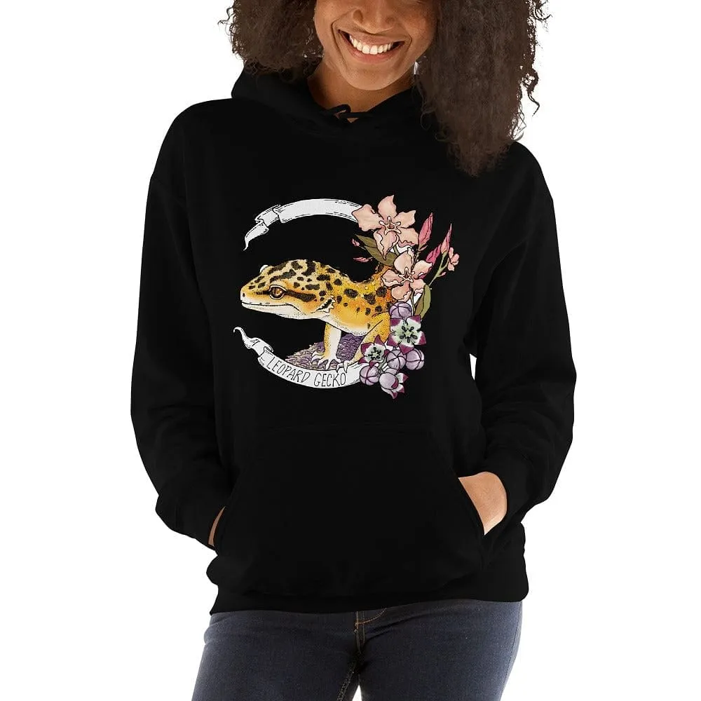 Leopard Gecko Banner Hoodie, Gecko Lizard Reptile Gift Pullover