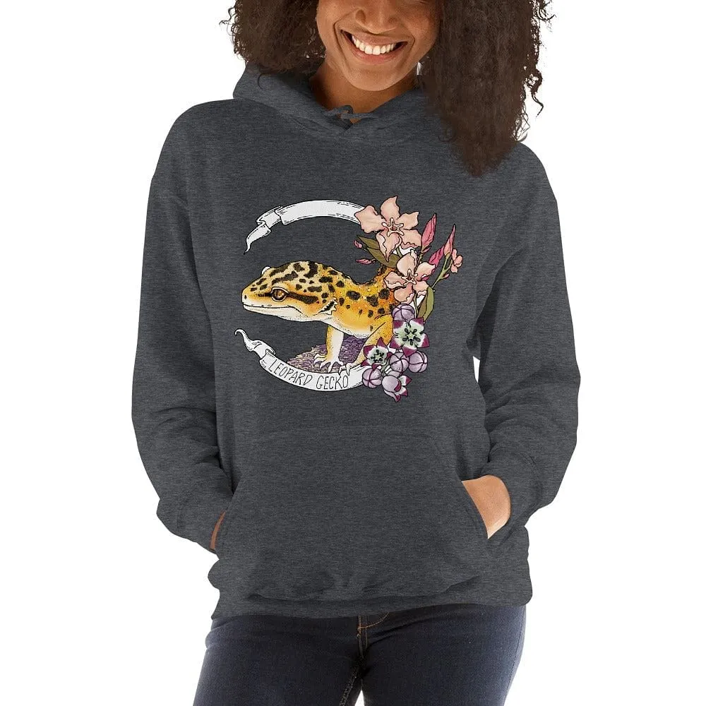 Leopard Gecko Banner Hoodie, Gecko Lizard Reptile Gift Pullover