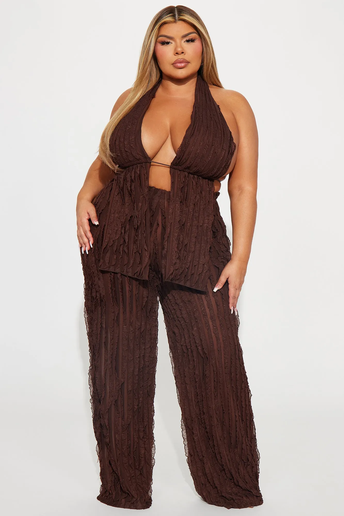 Looking For More Mesh Pant Set - Brown