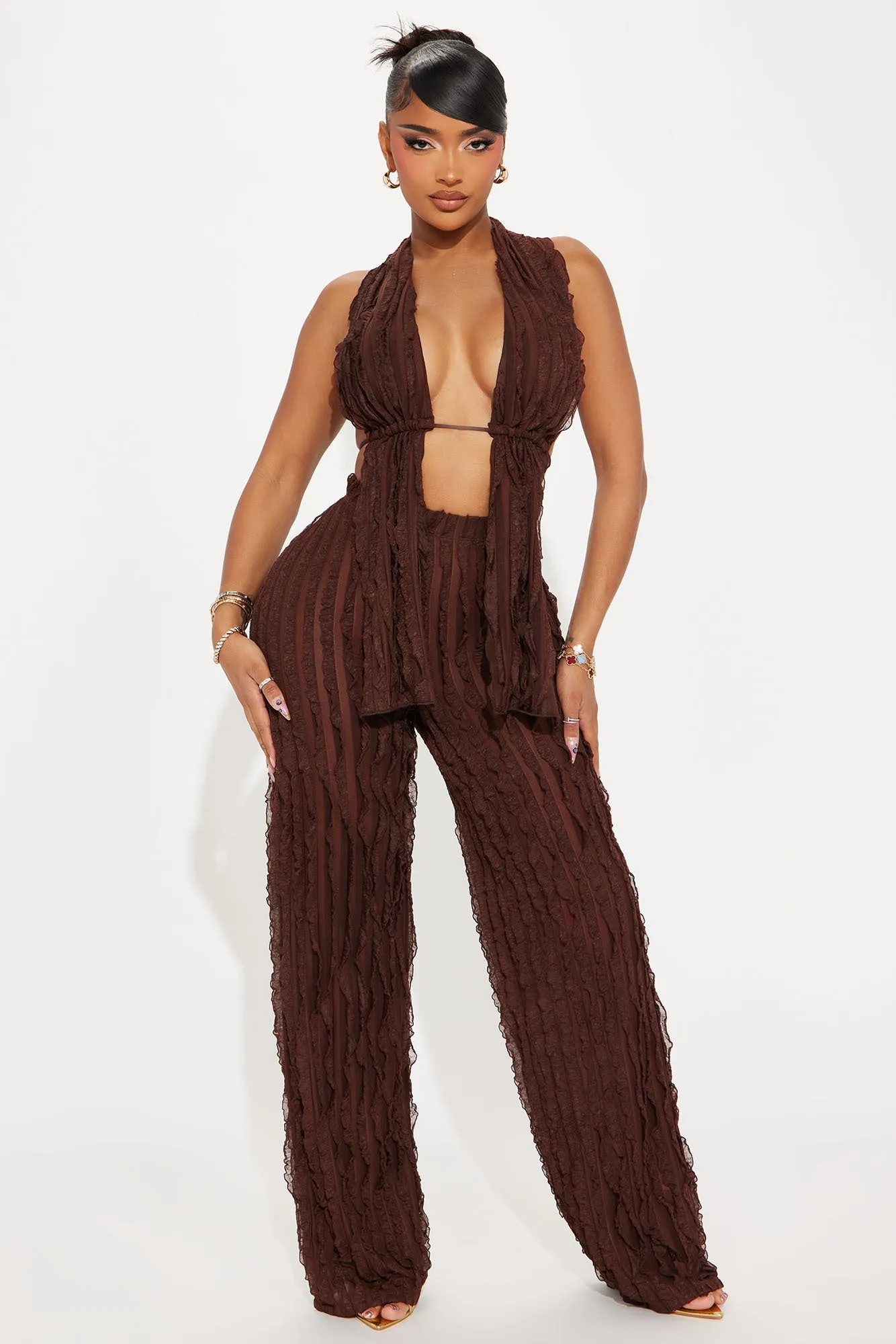 Looking For More Mesh Pant Set - Brown