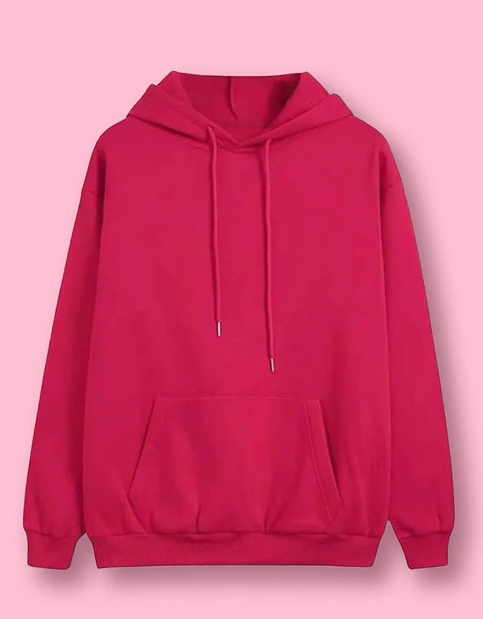 Magenta Solid Regular Hoodie