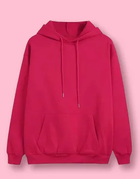 Magenta Solid Regular Hoodie