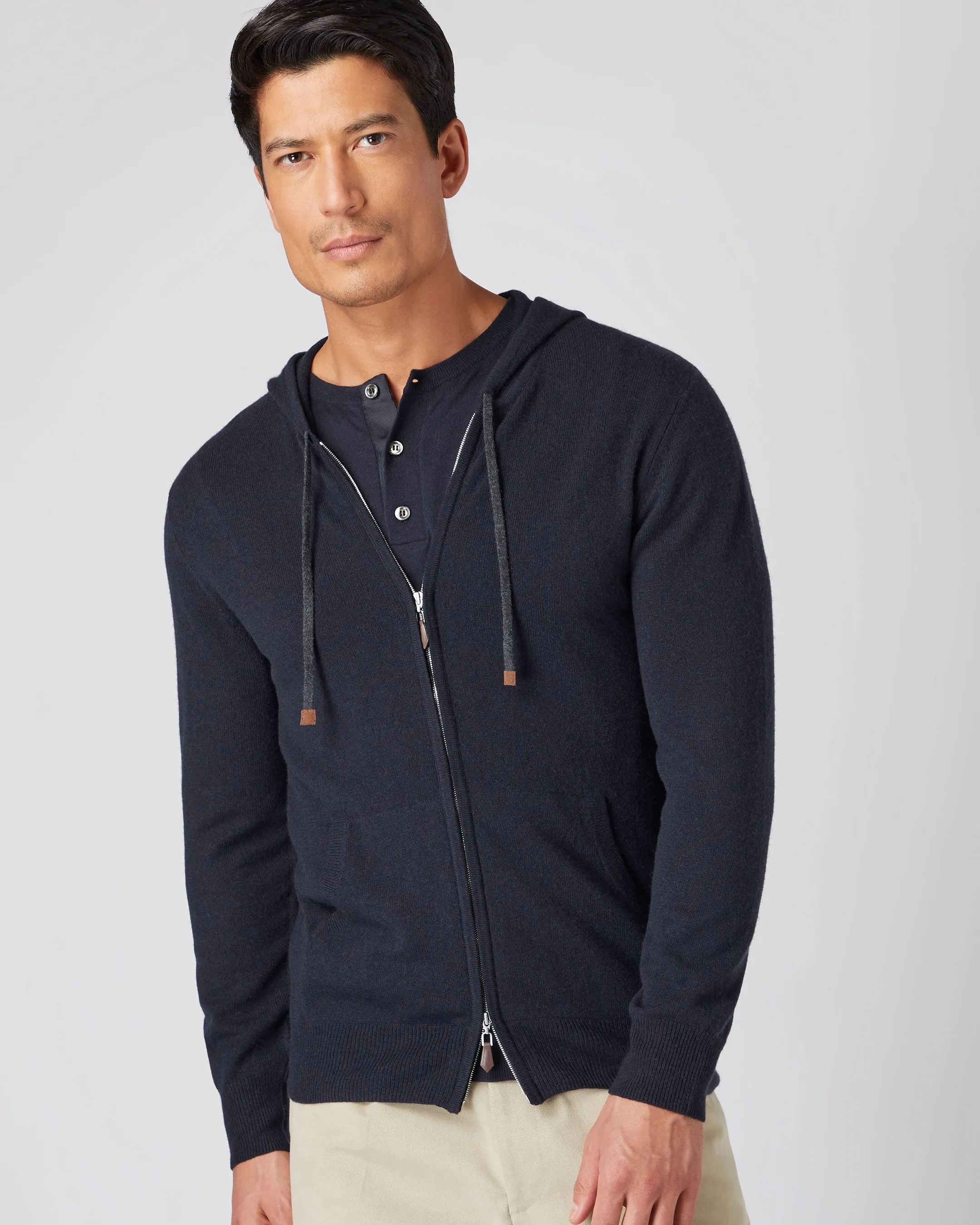 Men's Ladbroke Cashmere Hoodie Navy Blue