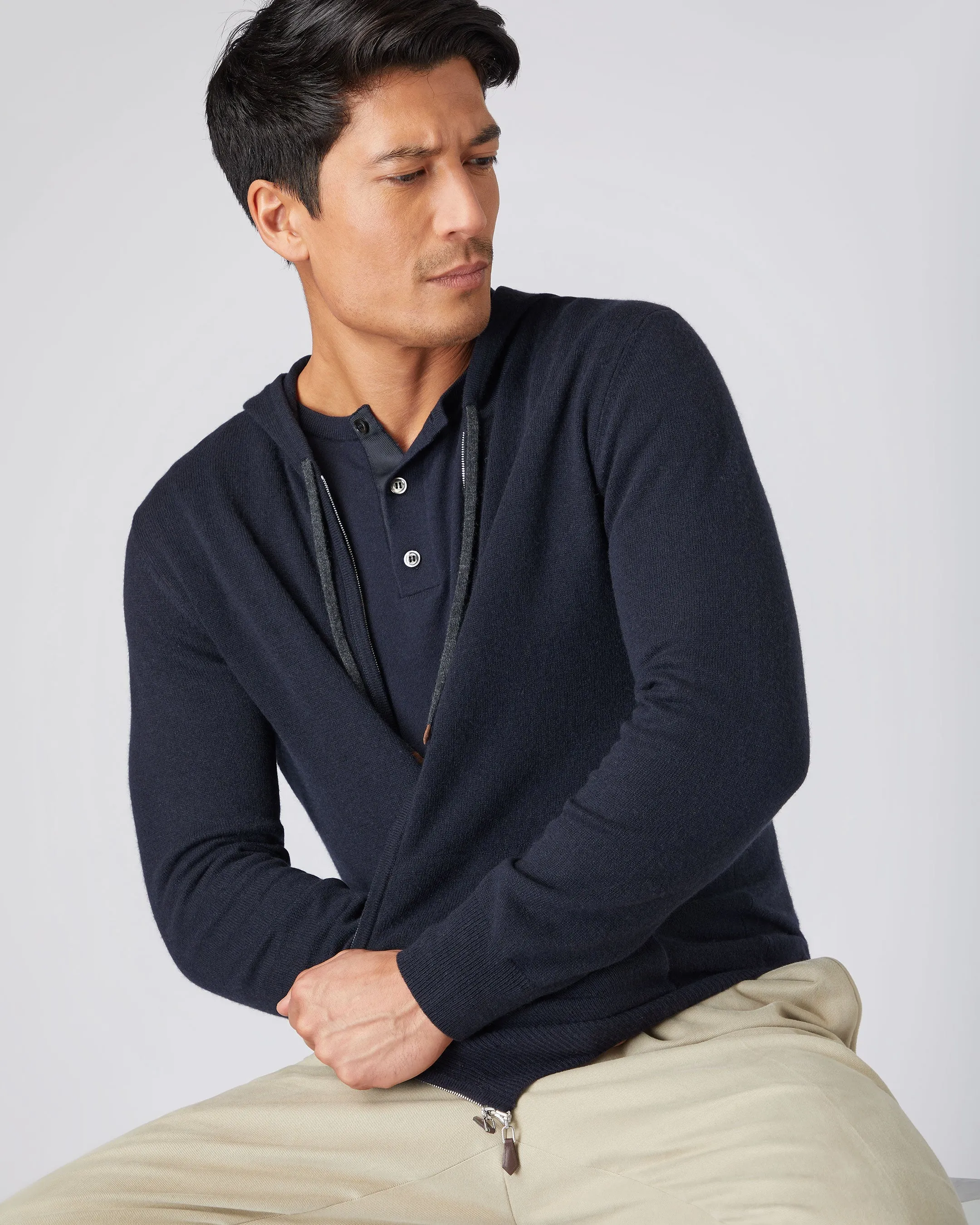 Men's Ladbroke Cashmere Hoodie Navy Blue