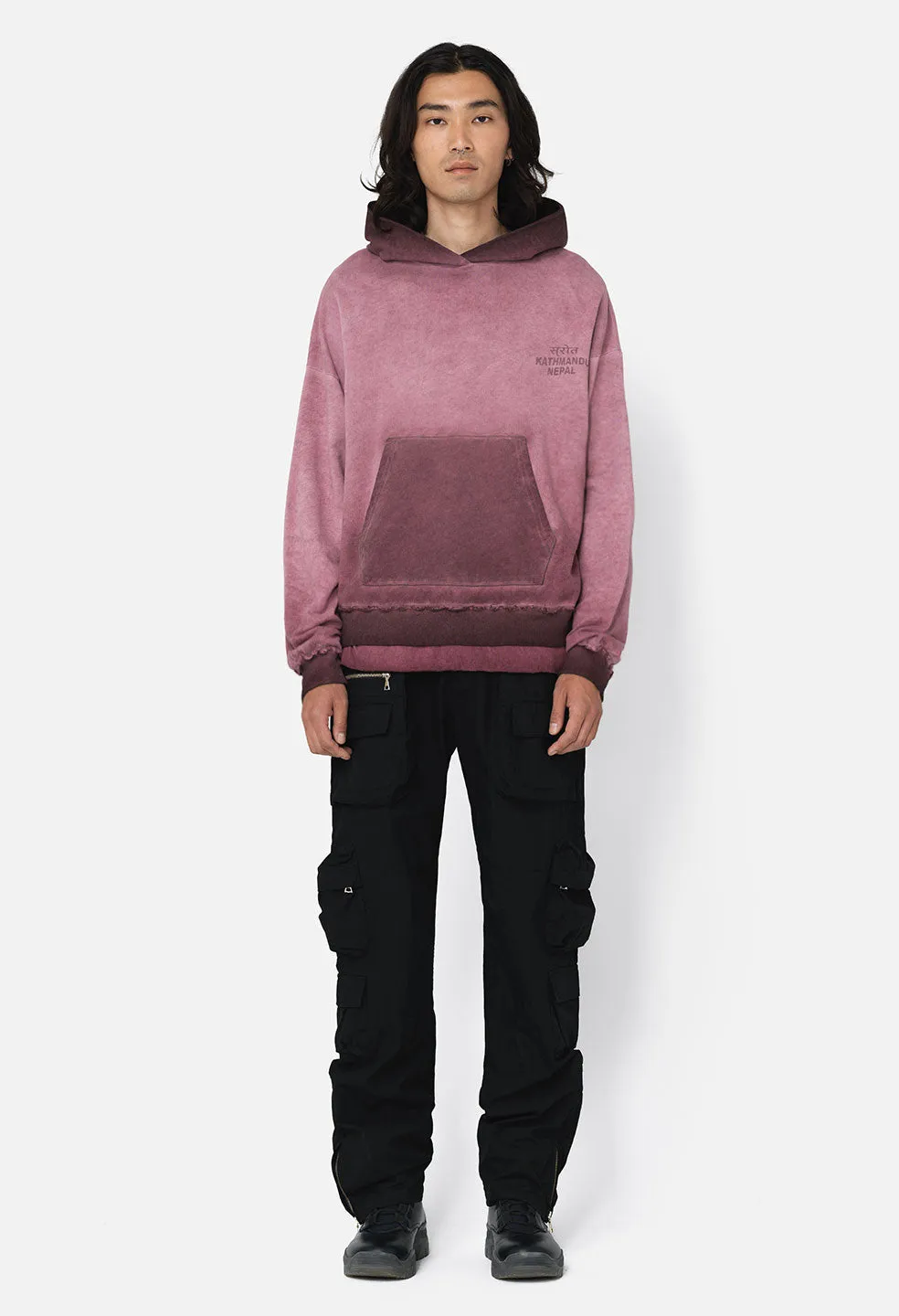 Nepal Tuck Terry Hoodie / Oil Wash Ruby