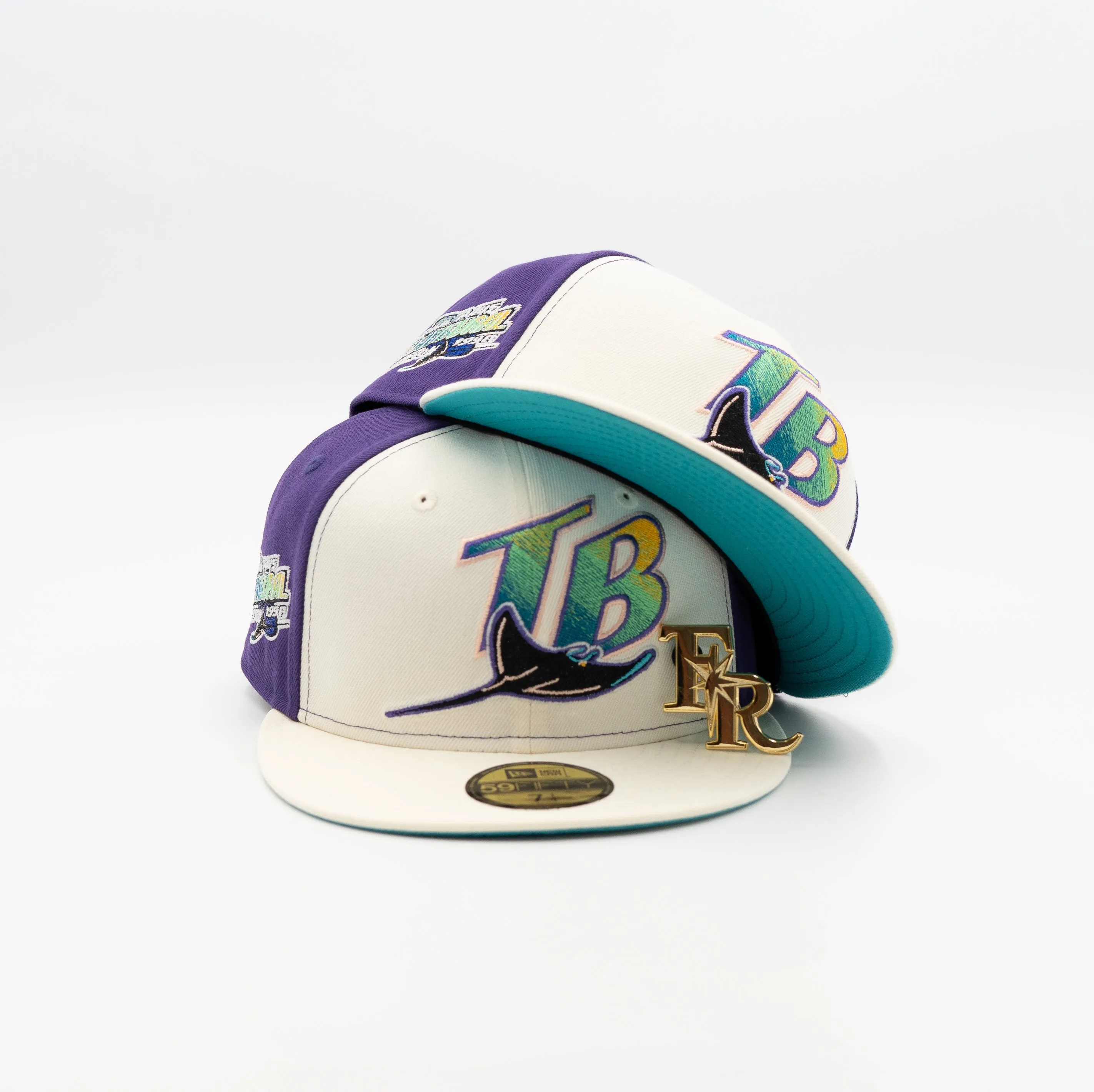 New Era Cap 59Fifty Tampa Bay Devil Rays Inaugural Side Patch Oversized Logo Pack FR Exclusive