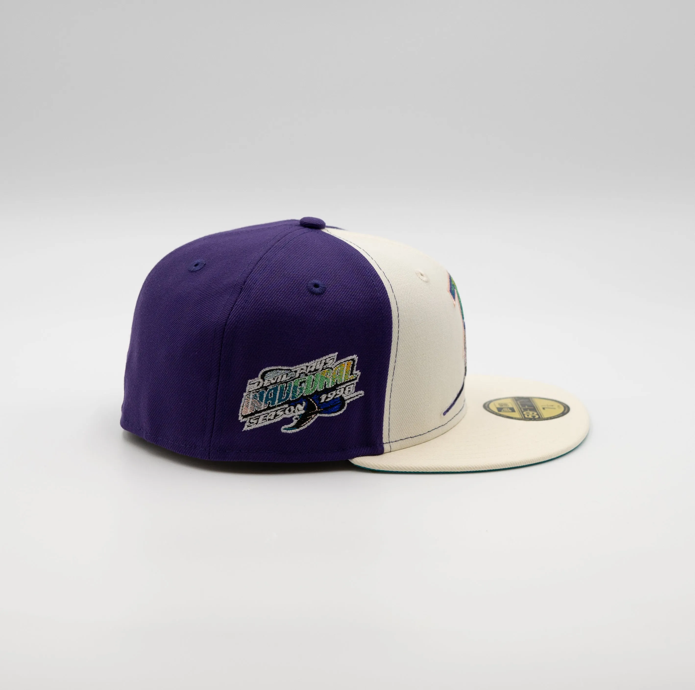 New Era Cap 59Fifty Tampa Bay Devil Rays Inaugural Side Patch Oversized Logo Pack FR Exclusive