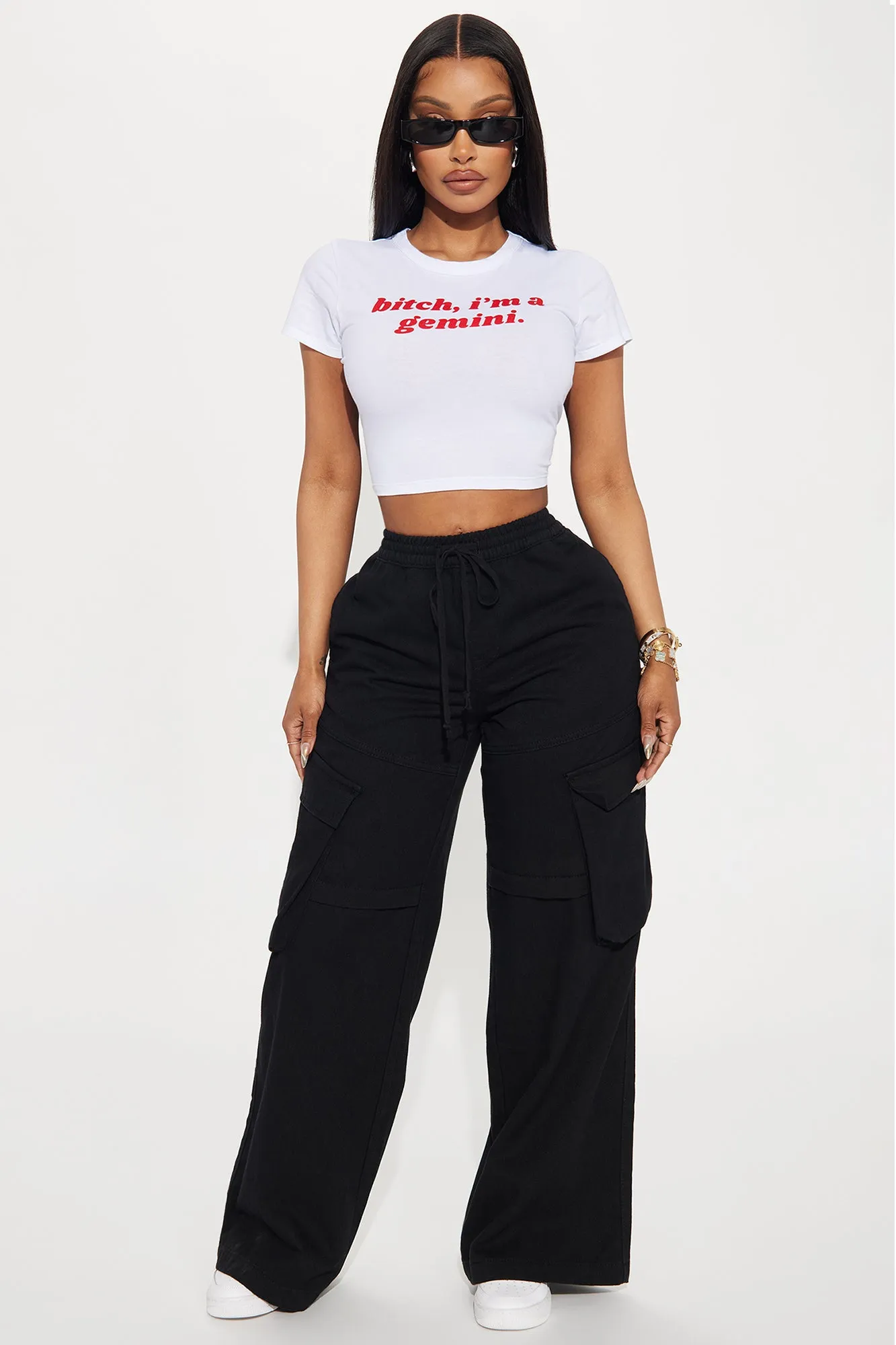 Nice For What Cargo Wide Leg Pant - Black