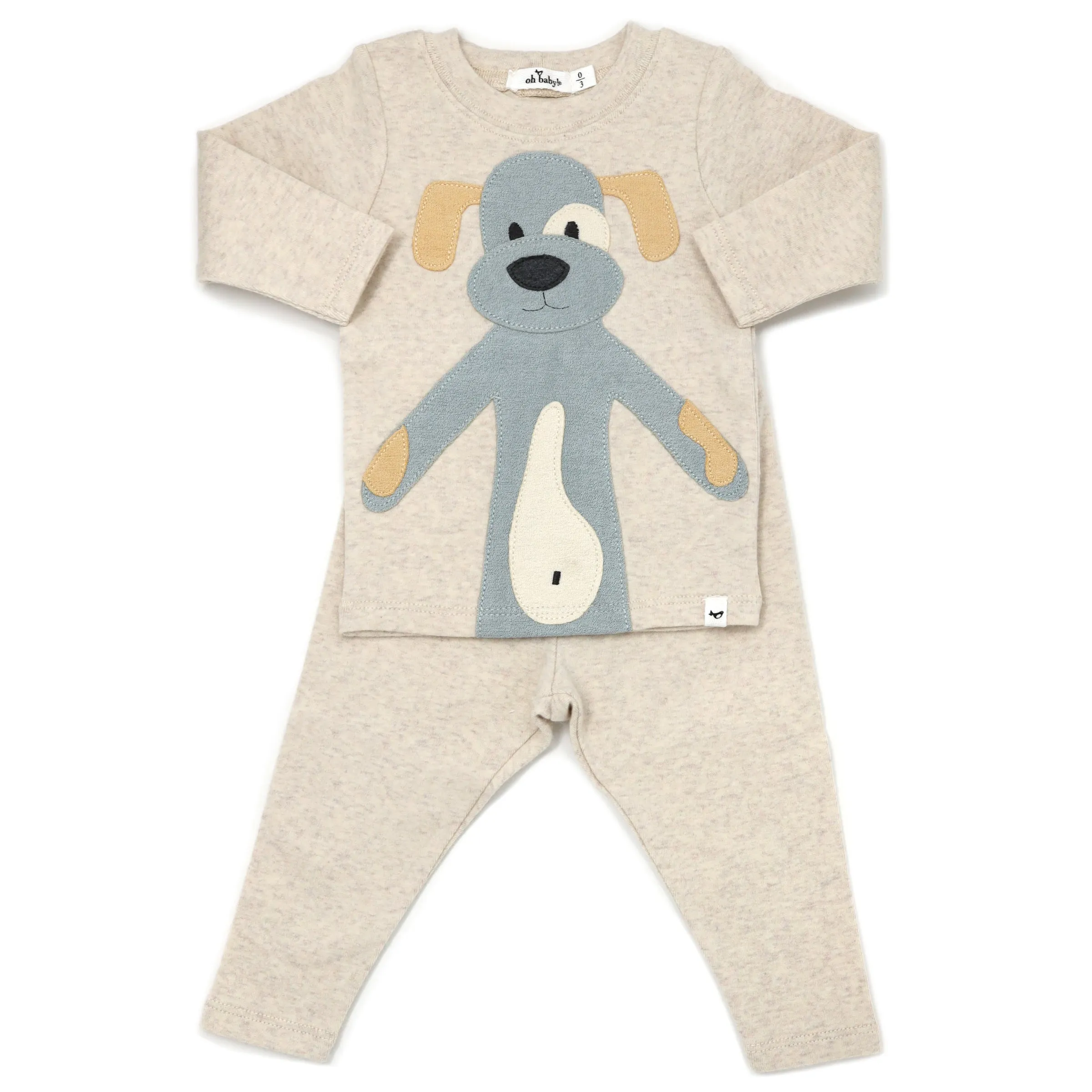 oh baby! Two Piece Set Large Puppy Mist Applique - Sand