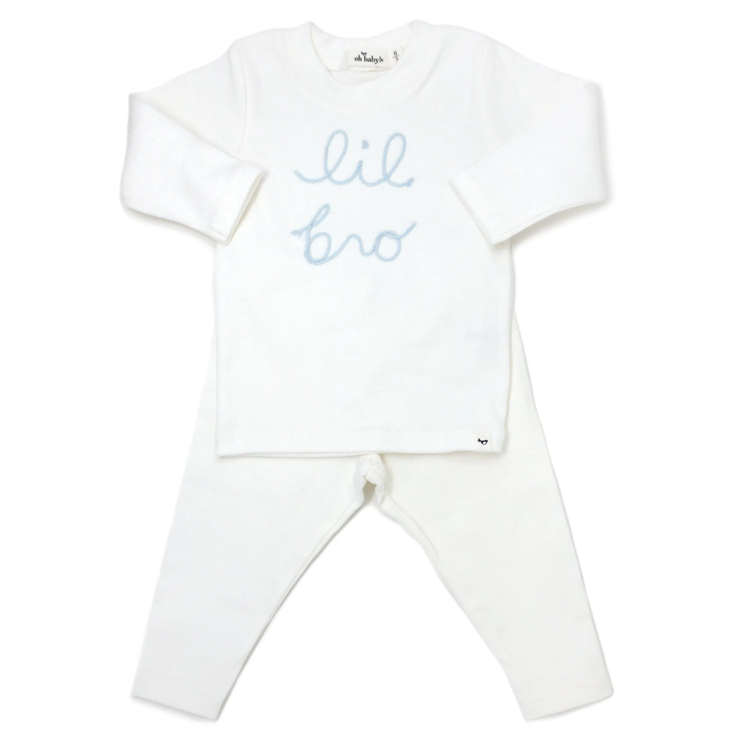 oh baby! Two Piece Set lil bro in Sky Blue Yarn - Cream