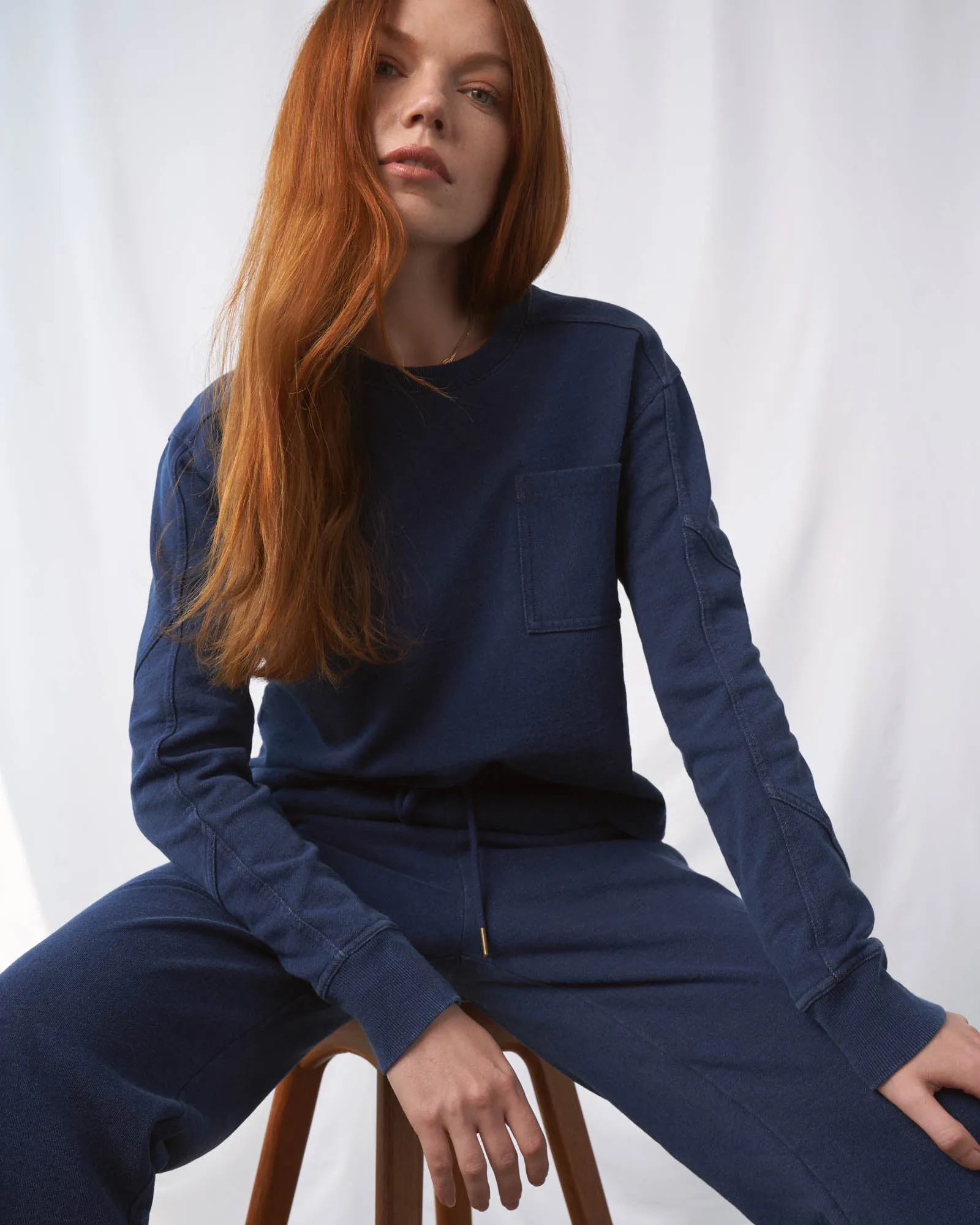 Organic Indigo Cropped Sweatshirt