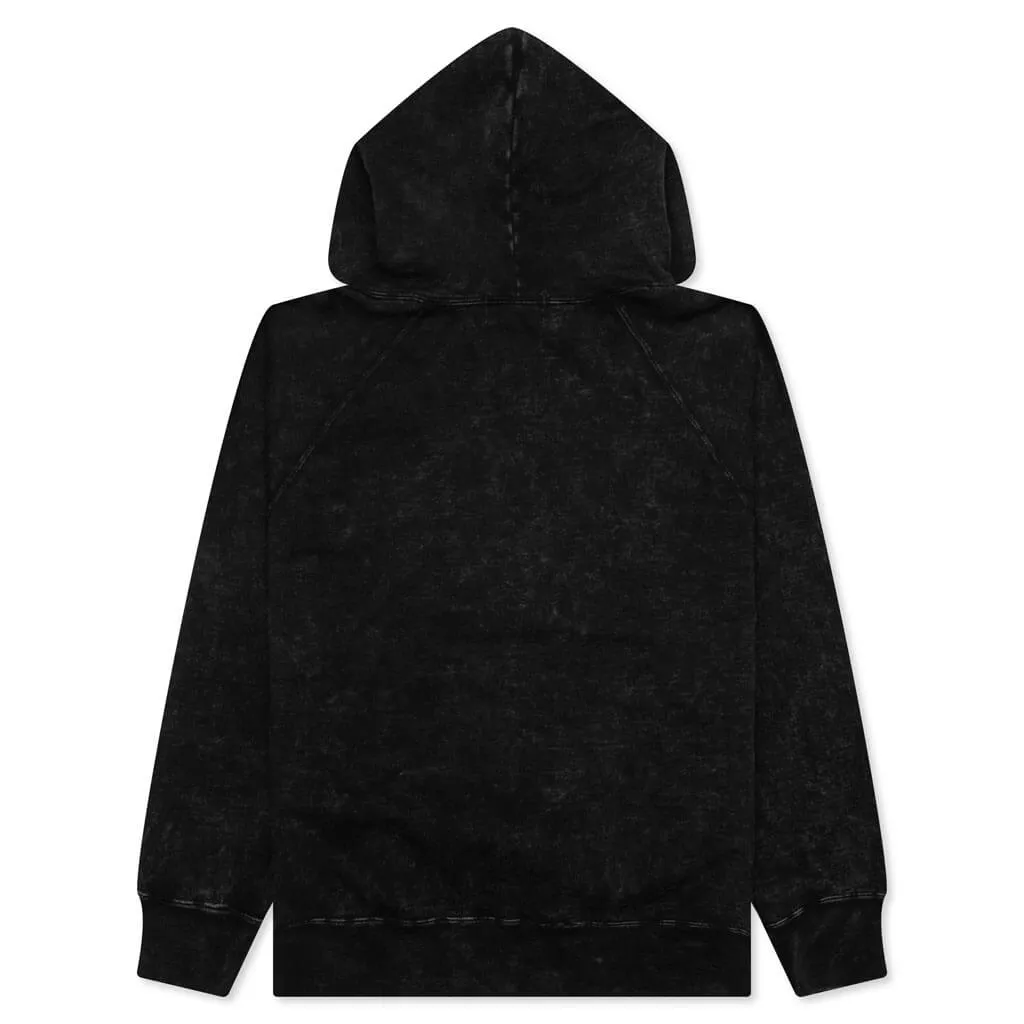 Over Dye Pullover Relaxed Fit Hoodie - Black