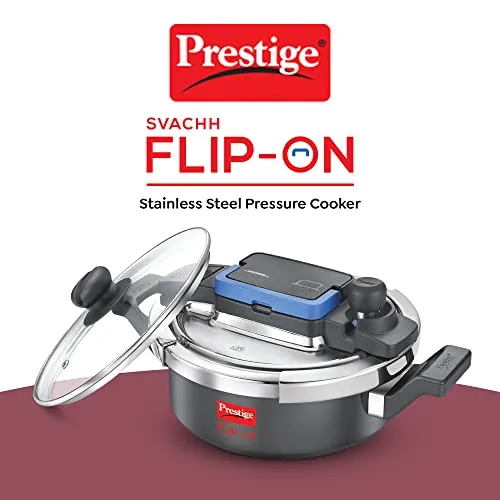 Prestige Svachh Flip-on Hard Anodised Pressure Cooker with Glass Lid, 3 Litre (Black)