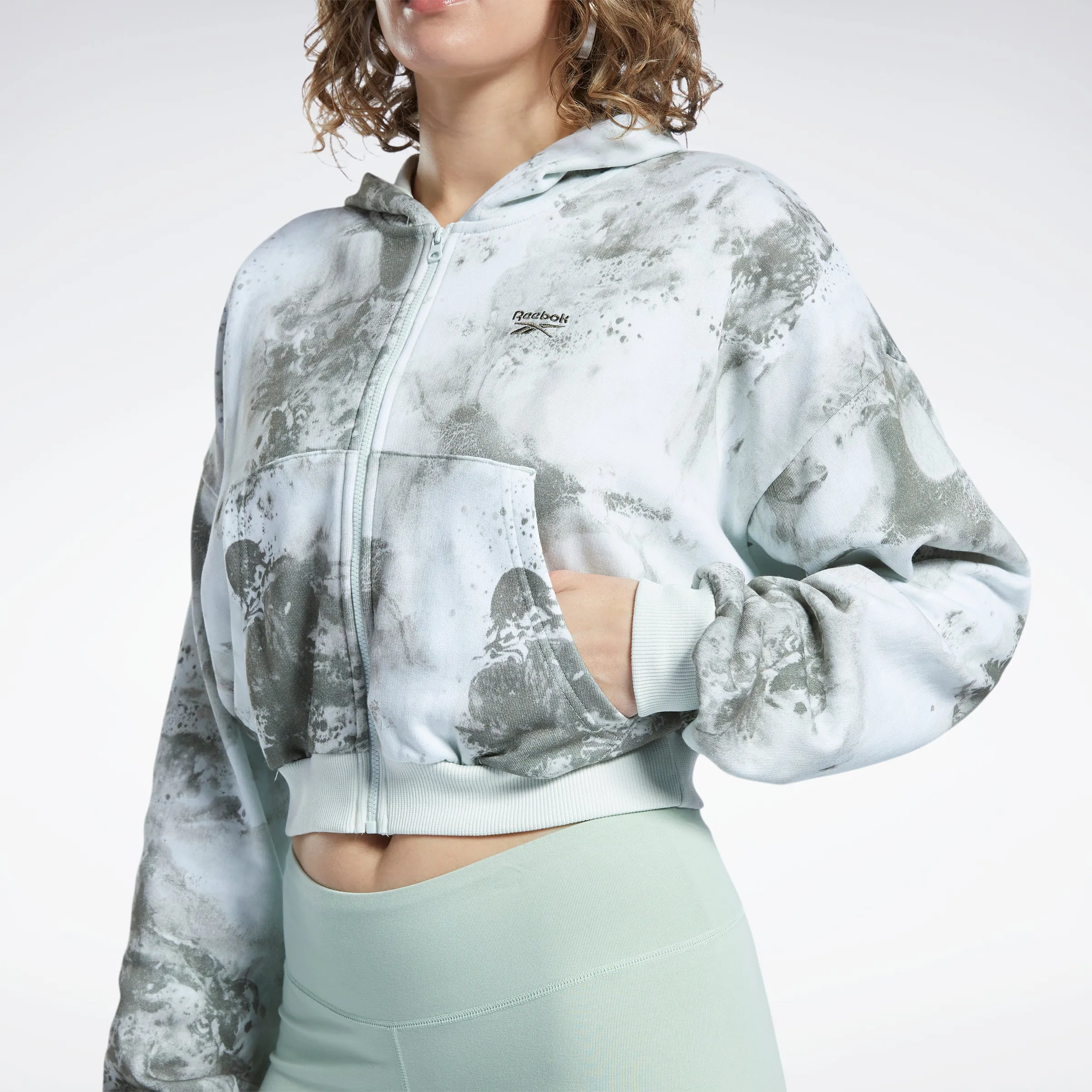 Reebok Apparel Women Classics Cloud Splatter-Print Zip-Up Sweatshirt Lgtsag