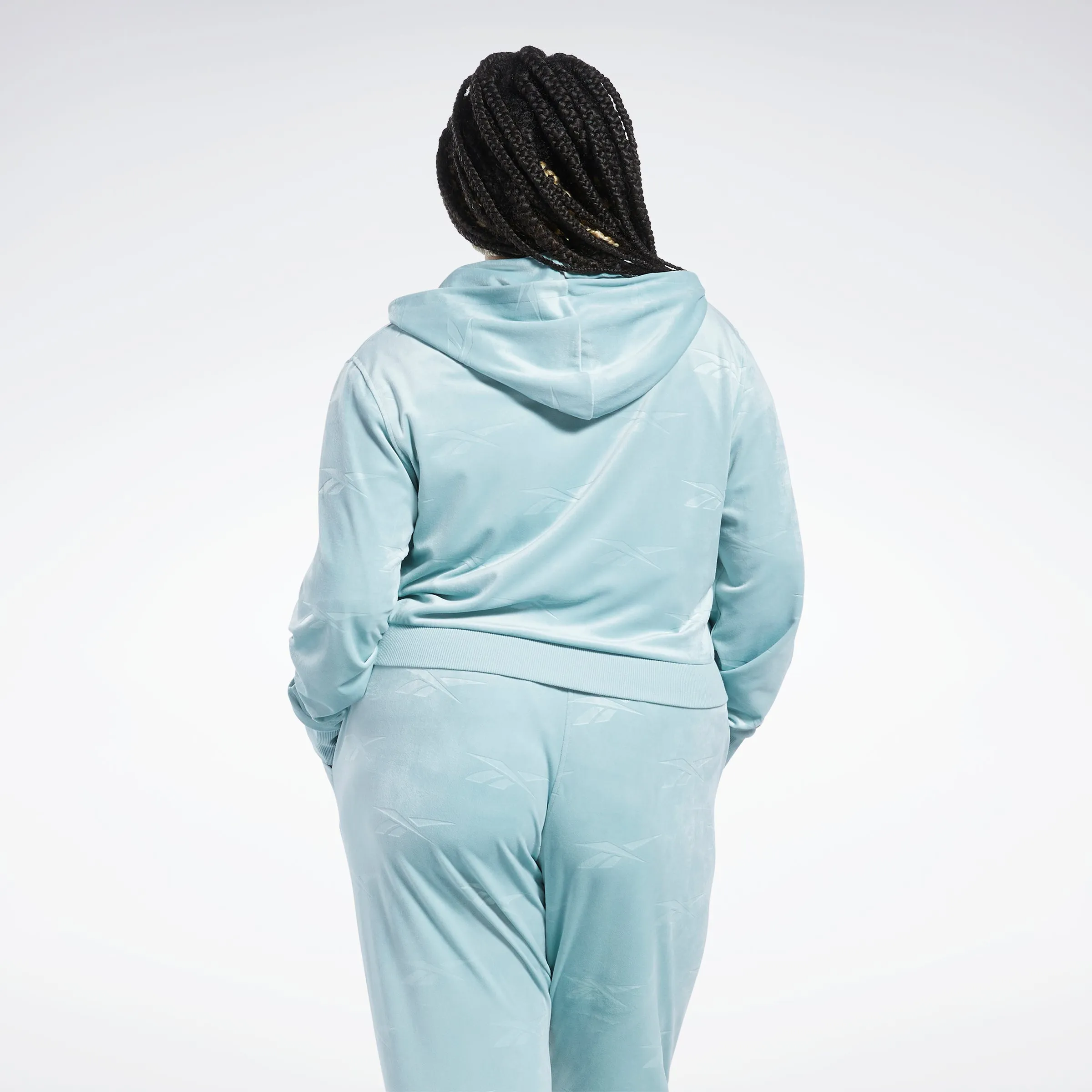 Reebok Apparel Women Classics Energy Q4 Velour Zip-Up Sweatshirt (Plus Size) Seagry