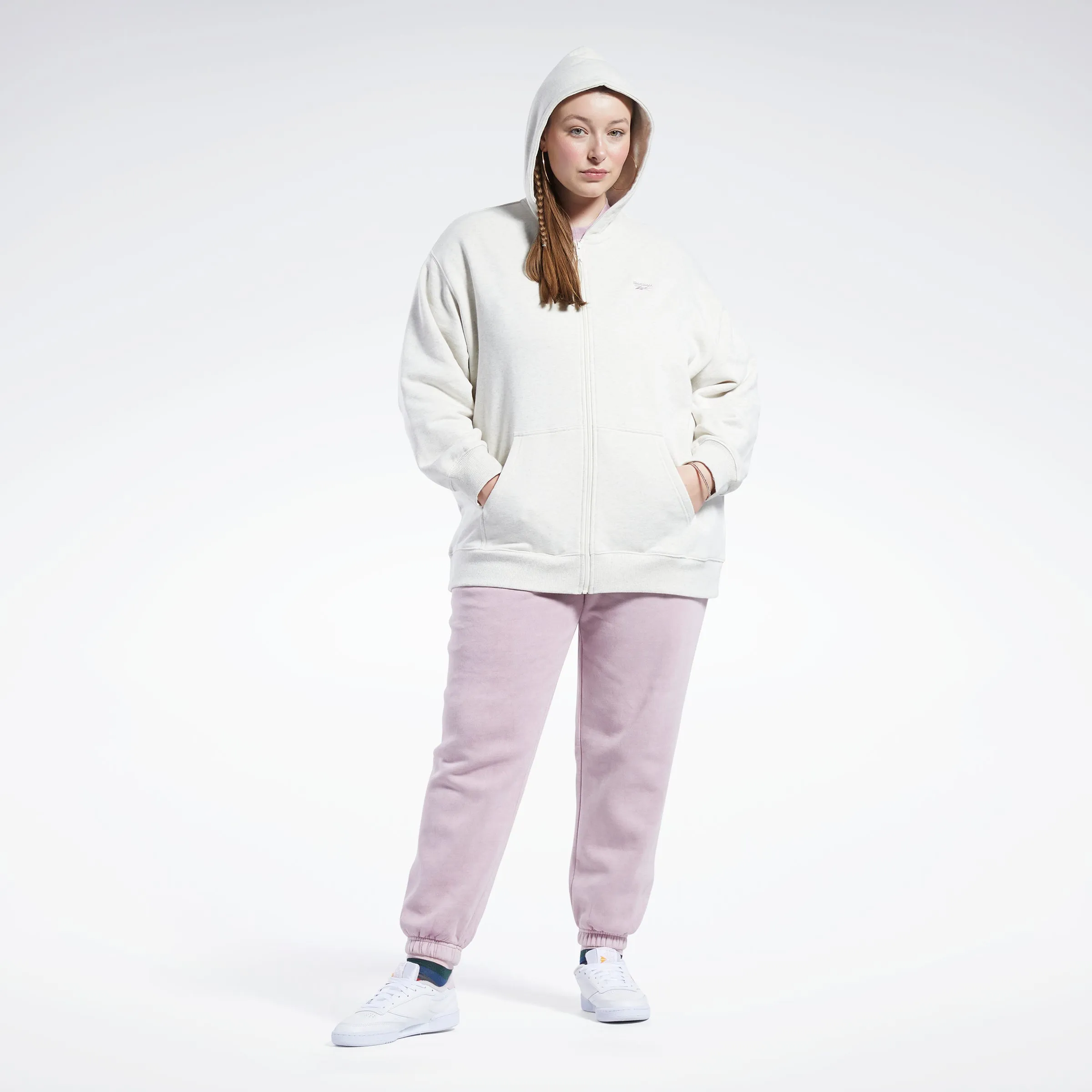 Reebok Apparel Women Classics Oversized Long Zip-Up Hoodie (Plus Size) Clwtml