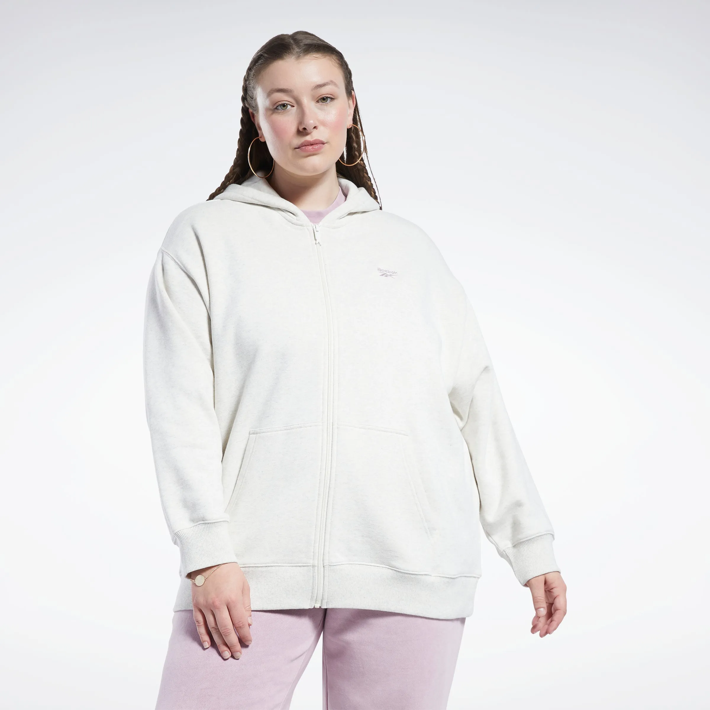 Reebok Apparel Women Classics Oversized Long Zip-Up Hoodie (Plus Size) Clwtml