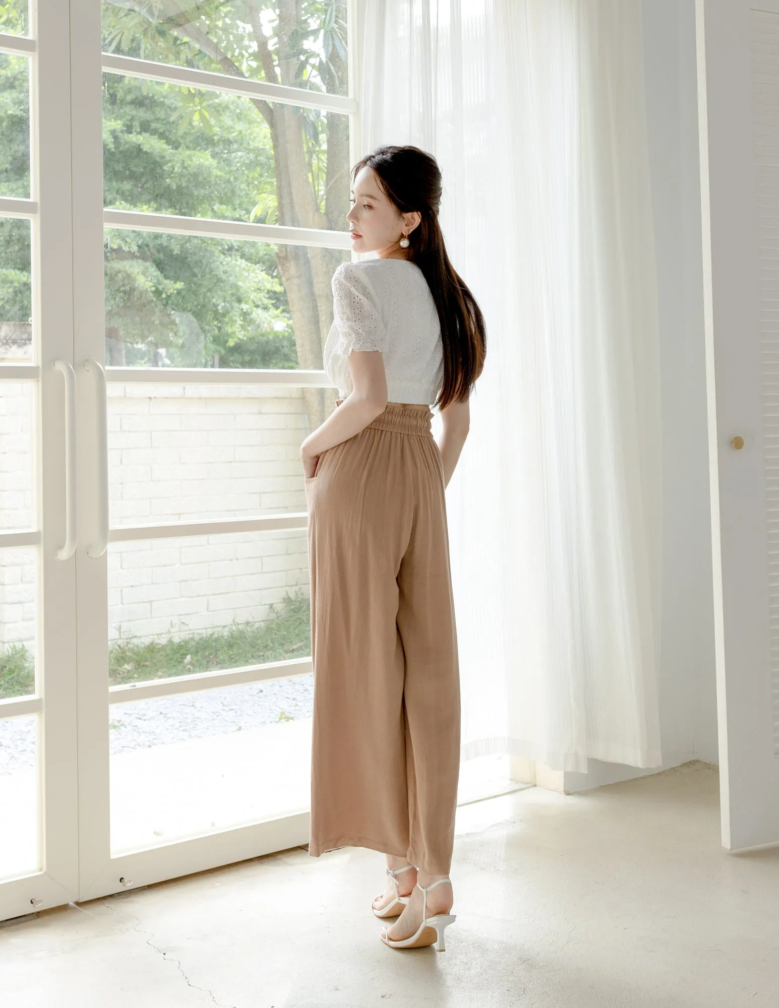 Regina Linen Pants in Tan