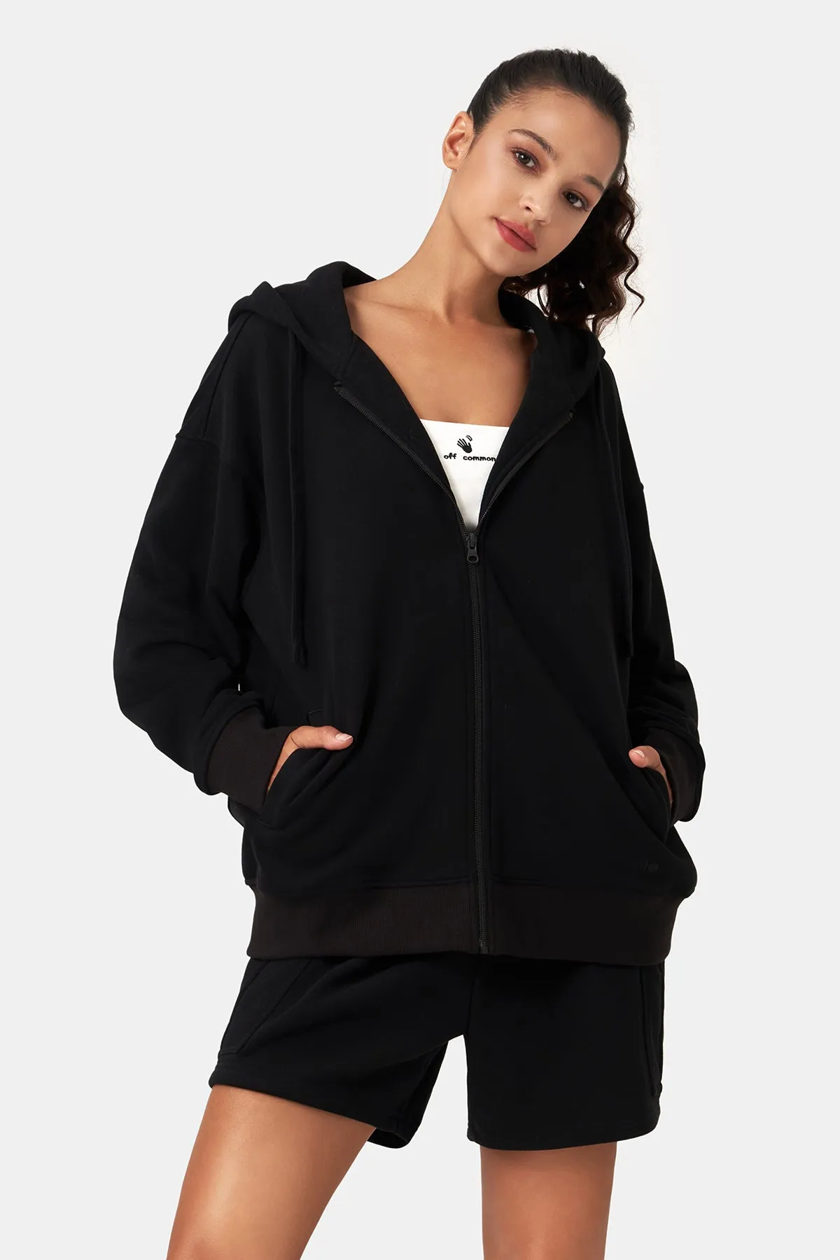 Relaxed Hooded Cardigan Sweatshirt