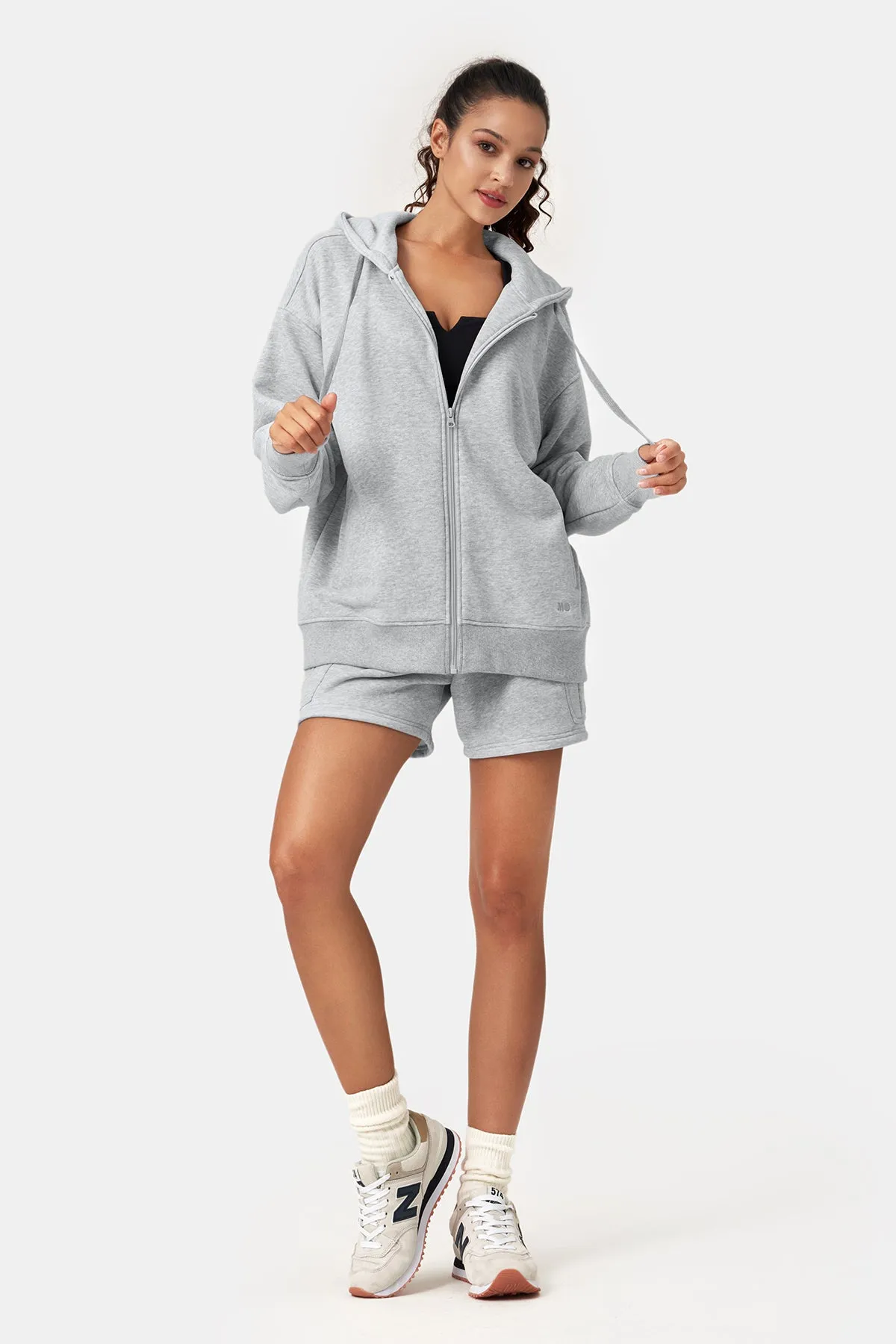 Relaxed Hooded Cardigan Sweatshirt