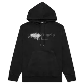 Rhinestone Sprayed Hoodie - Black/Black