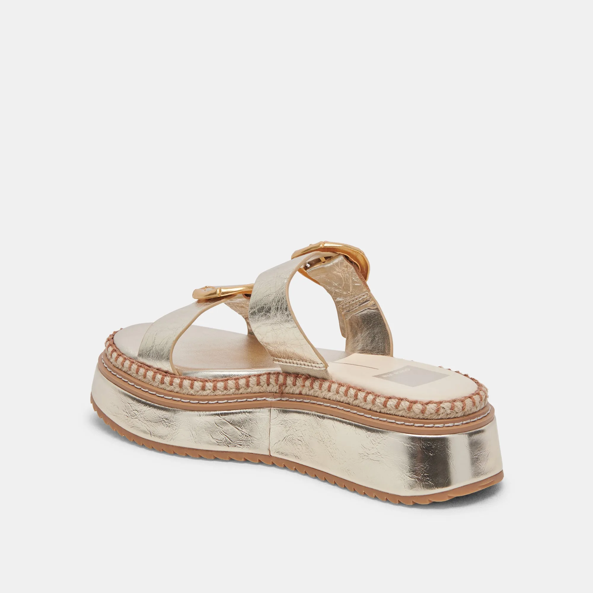 RYSHA SANDALS LIGHT GOLD CRINKLE PATENT