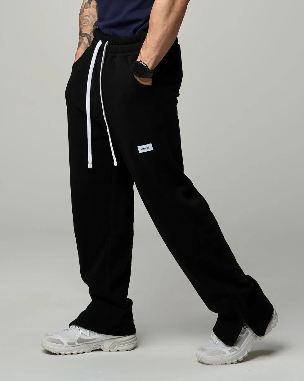 Side-Zip Straight Wide Pants