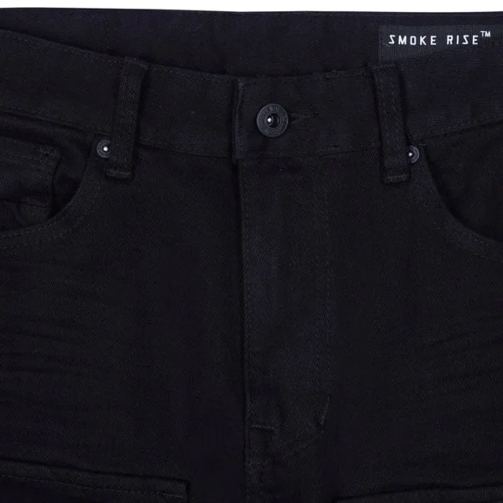 Smoke Rise Stacked Utility Pocket Twill Pants (Jet Black) JP23539