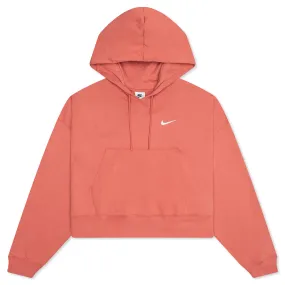 Sportswear Women's Oversized Pullover Hoodie - Madder Root/White