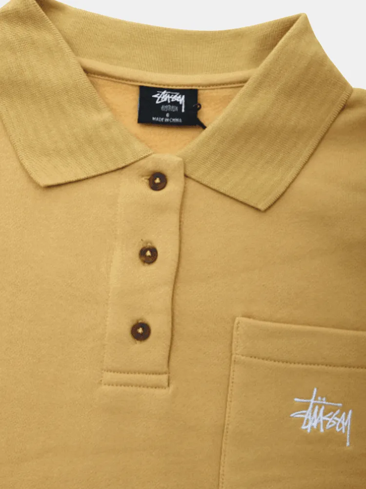 Stussy Graffiti Pocket Fleece Longsleeve Polo - Ochre