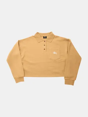 Stussy Graffiti Pocket Fleece Longsleeve Polo - Ochre