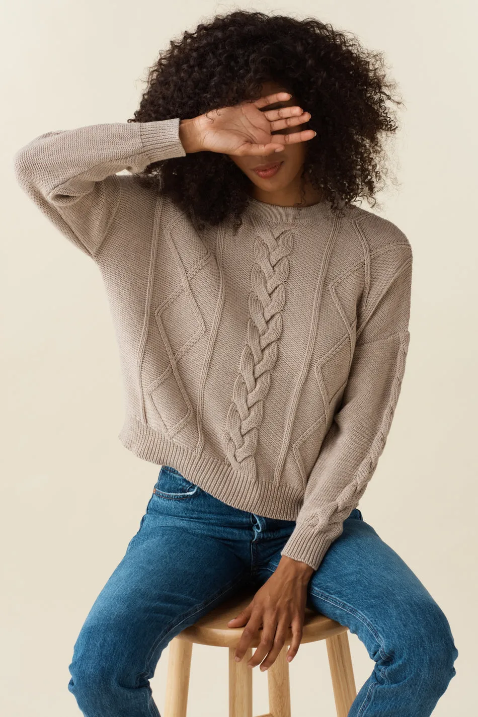 The Cropped Cable Knit Sweater