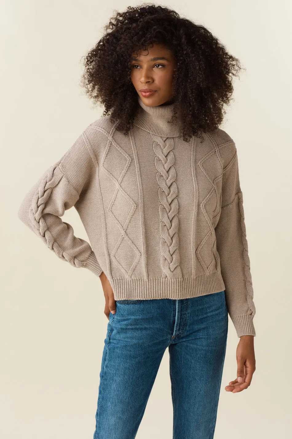 The Cropped Cable Knit Sweater