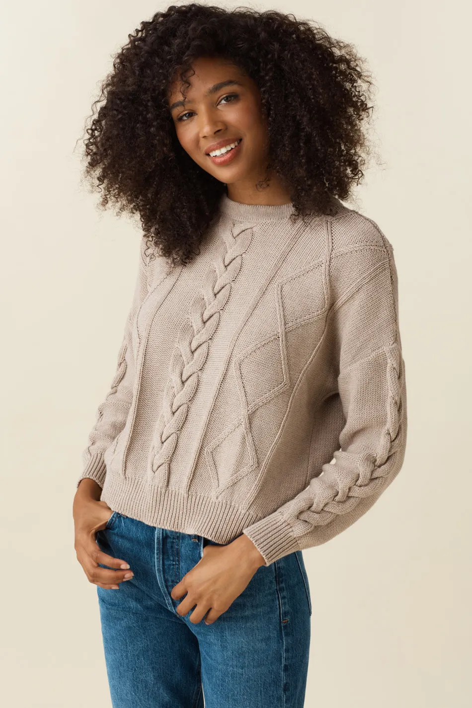 The Cropped Cable Knit Sweater