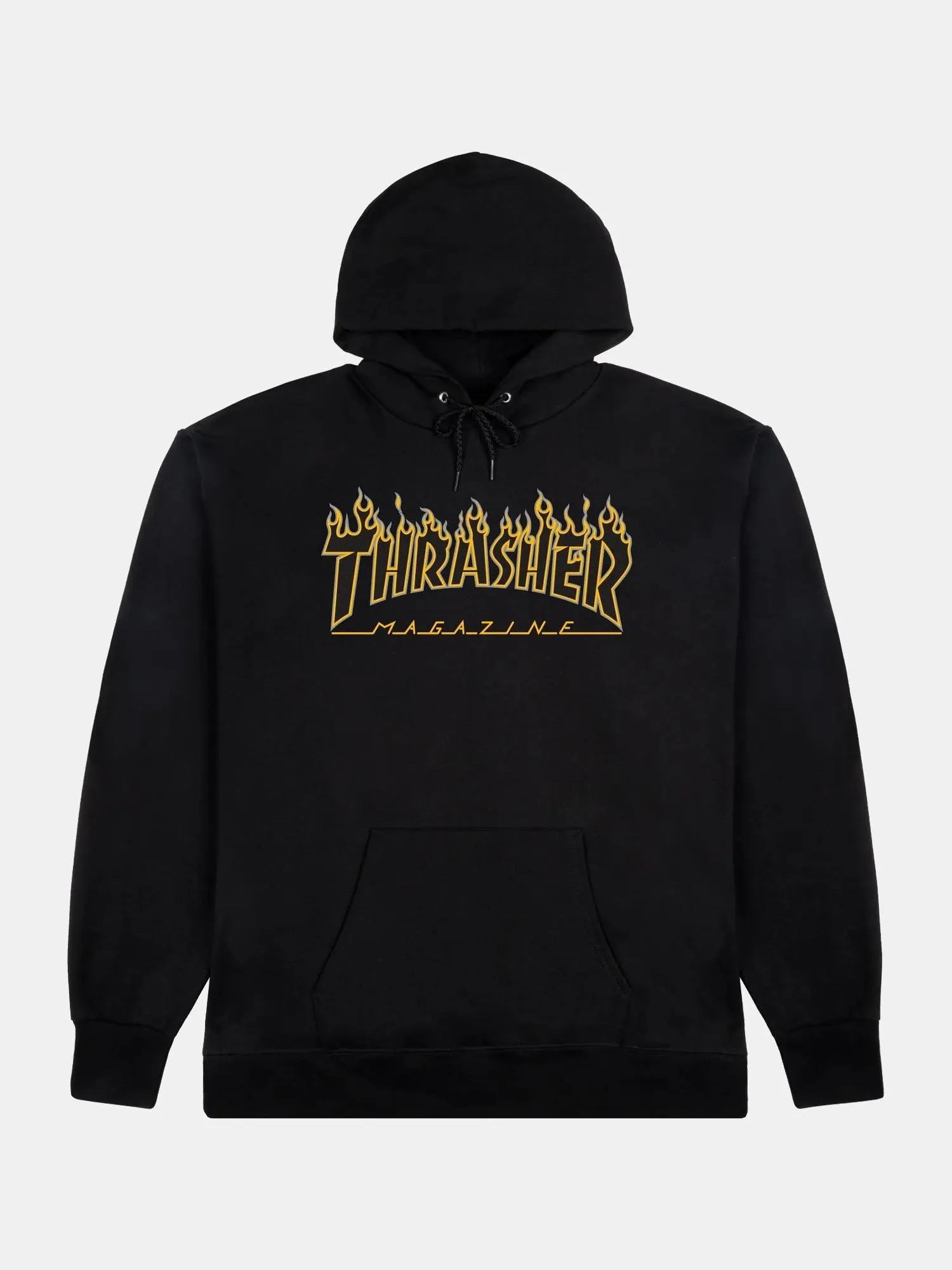 Thrasher Flame Logo Hood - Black / Yellow