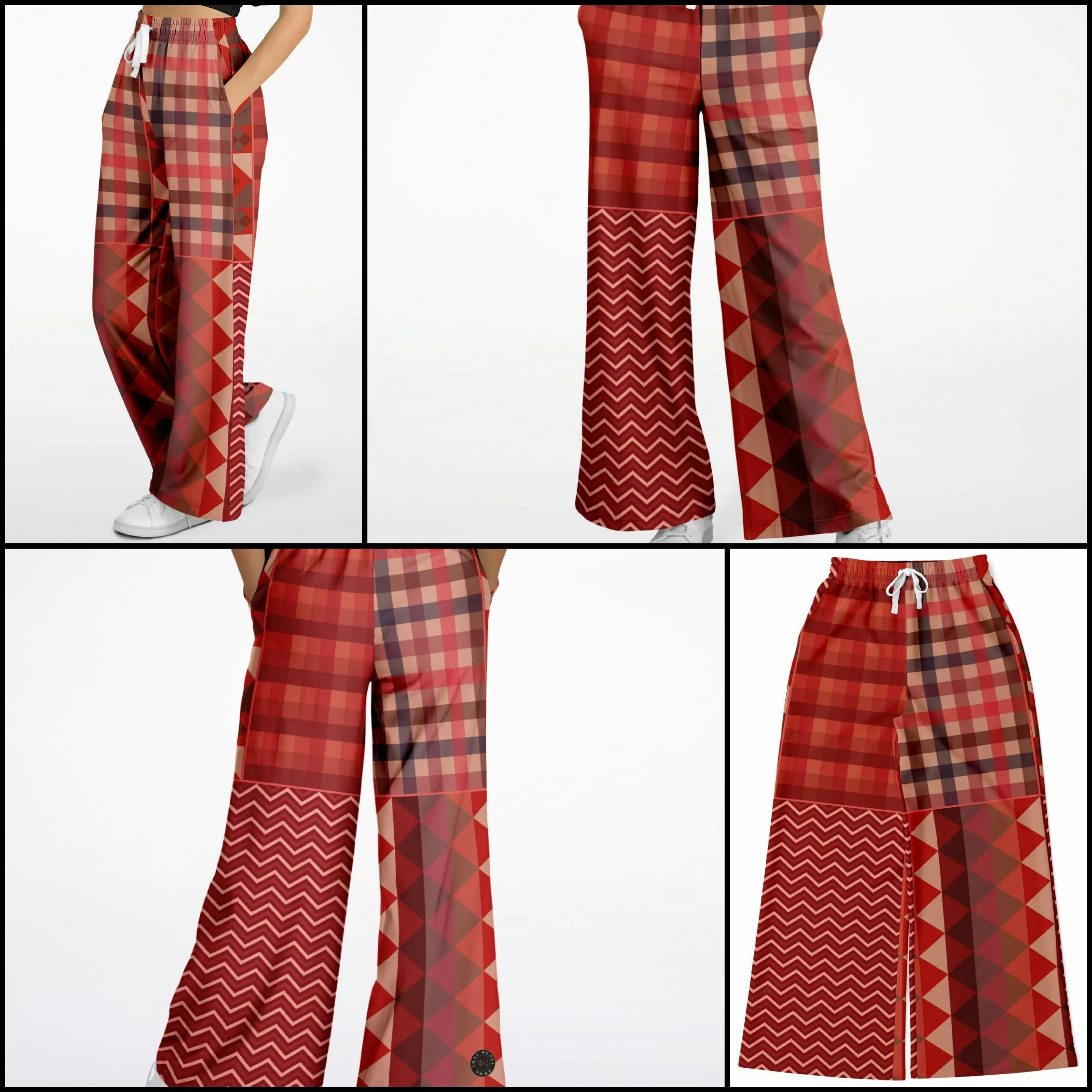 Toscana Red Eco-Poly Stretchy Phat Bellbottoms