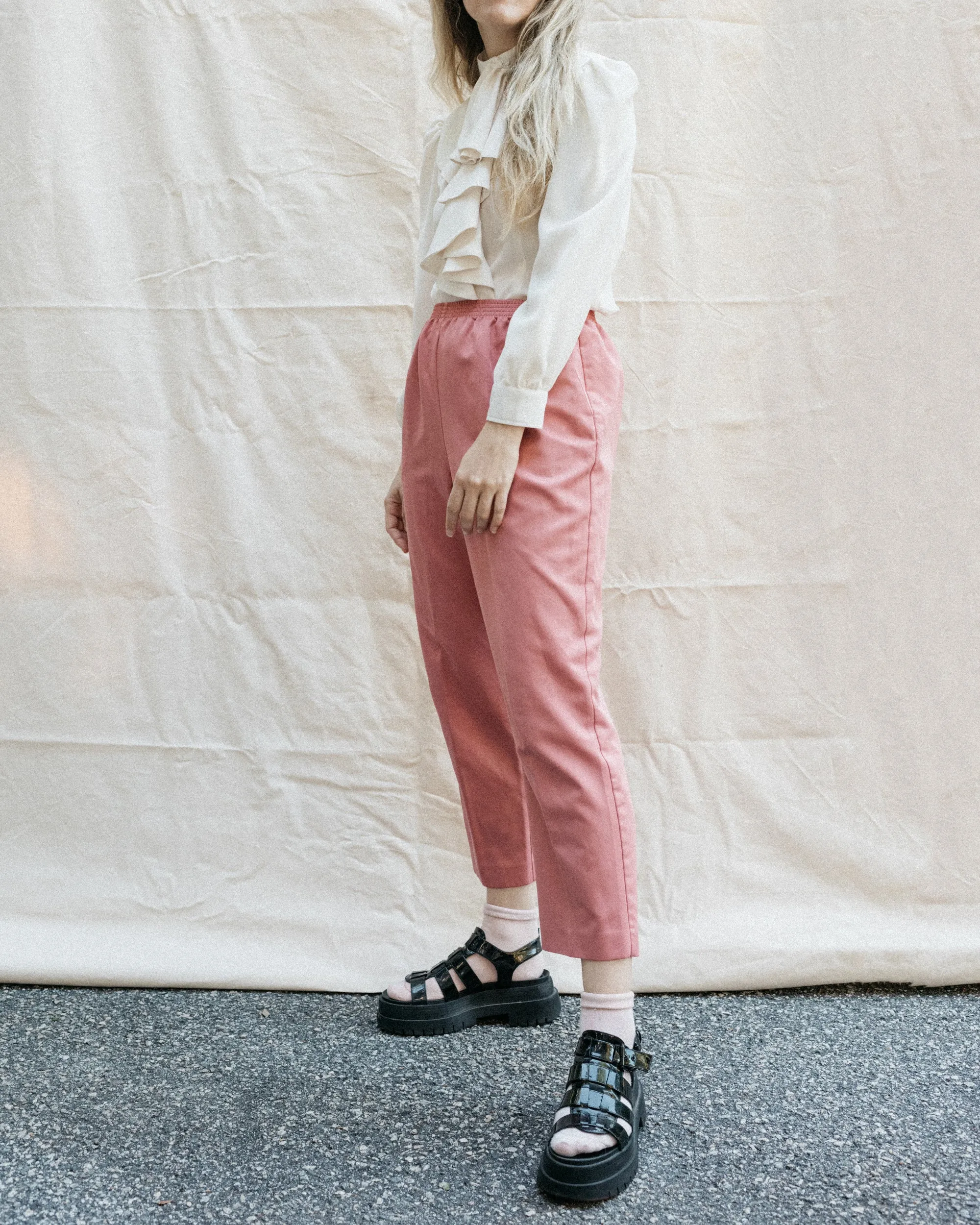 Vintage Blush Satin Pants (S/M)