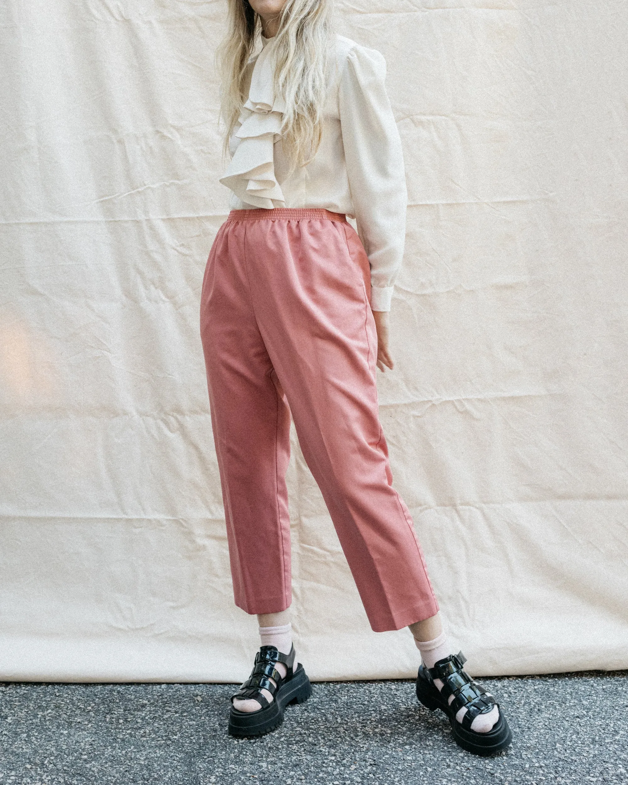 Vintage Blush Satin Pants (S/M)