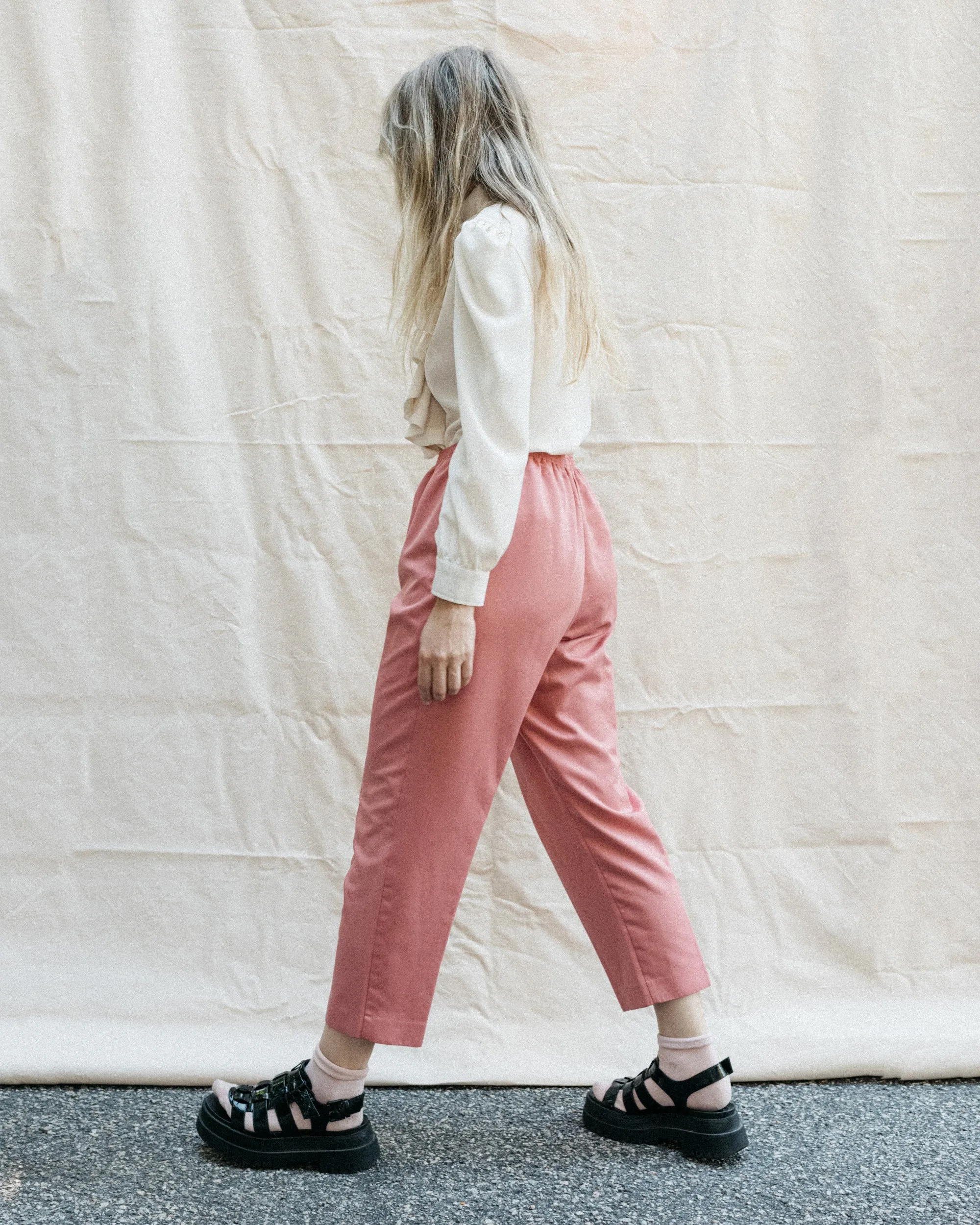 Vintage Blush Satin Pants (S/M)