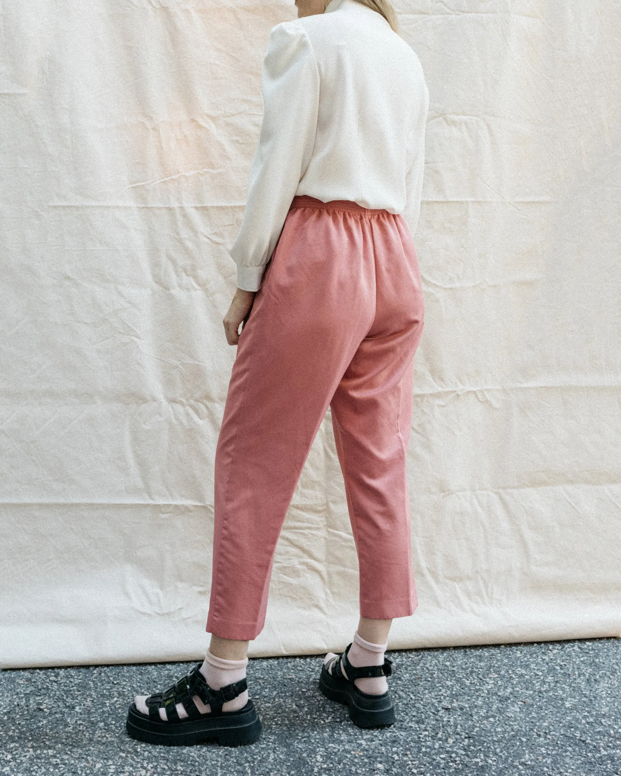 Vintage Blush Satin Pants (S/M)