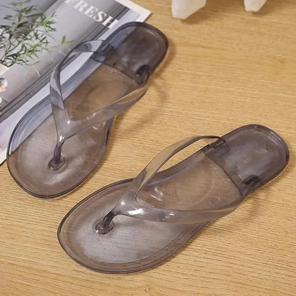 Women's Casual Flat Transparent Jelly Flip Flops 36374165C