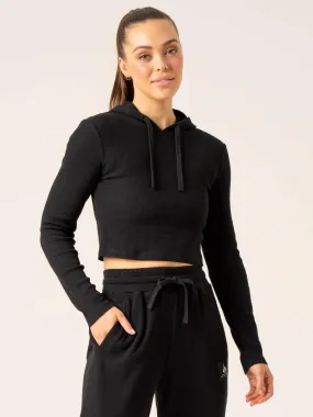 Women's Waffle Lounge Hoodie - Black