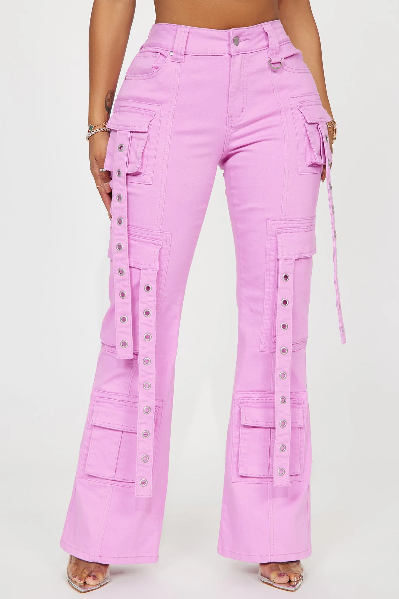 Your Best Shot Cargo Flare Pant - Pink