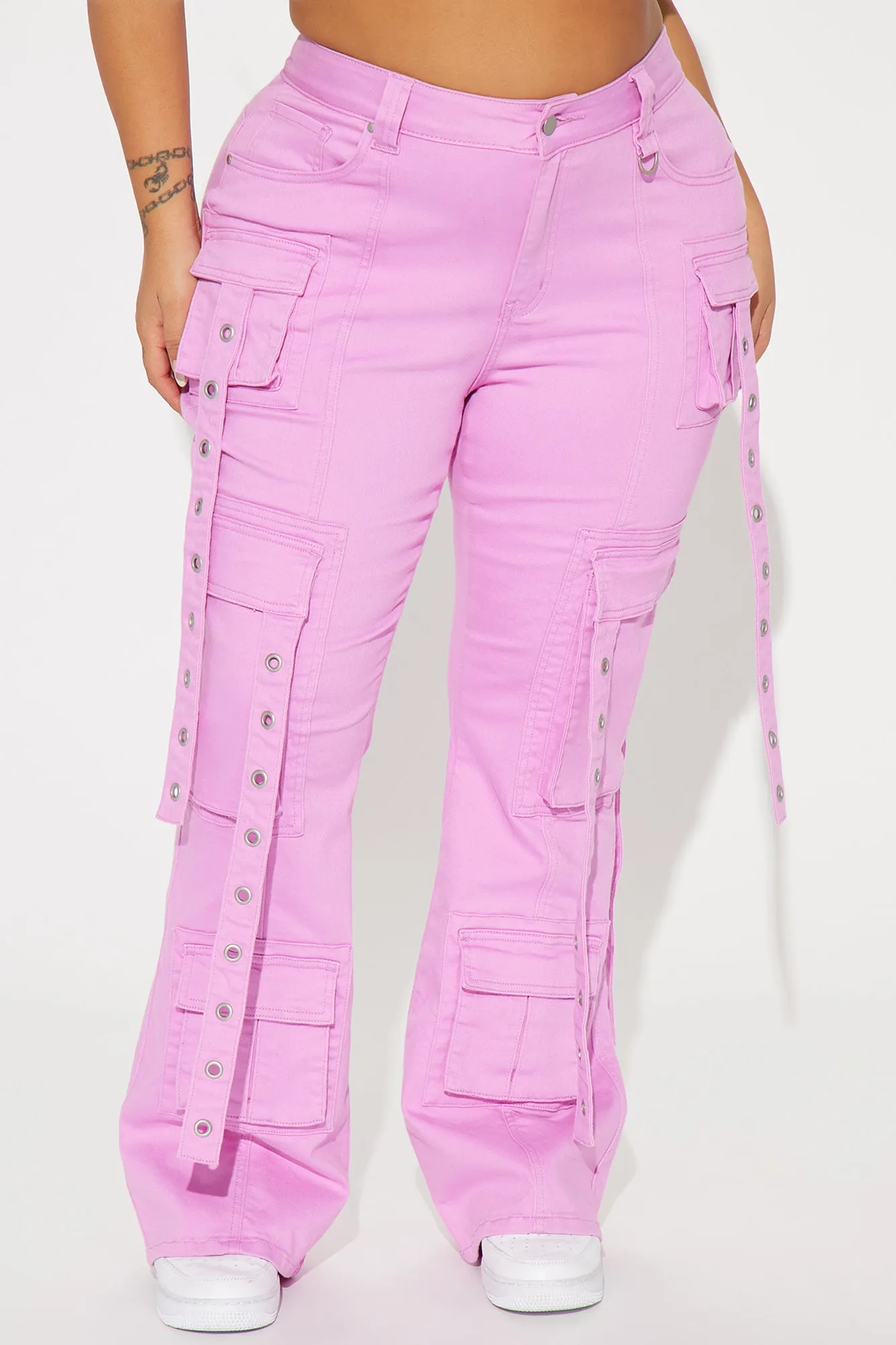 Your Best Shot Cargo Flare Pant - Pink