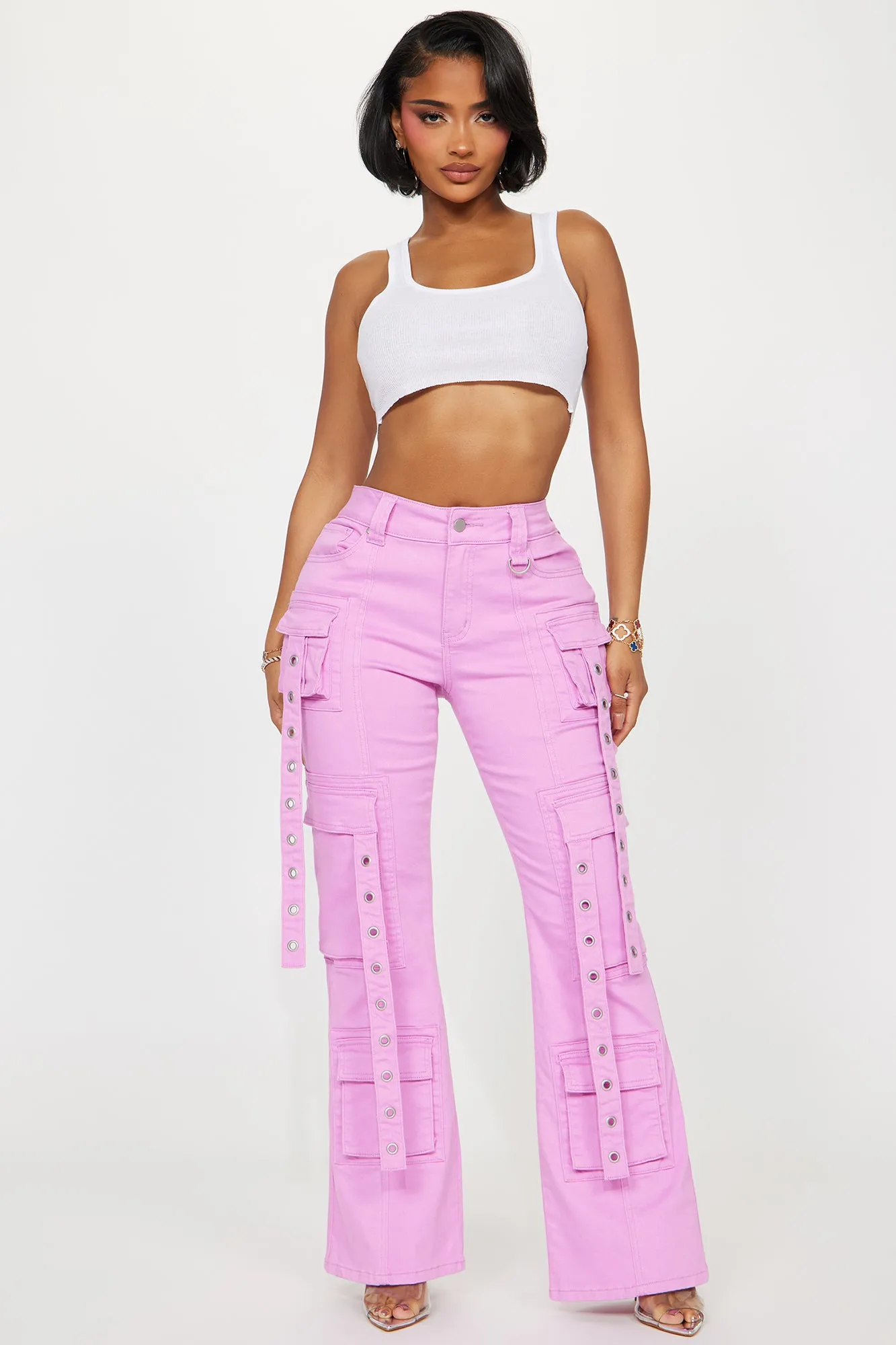 Your Best Shot Cargo Flare Pant - Pink